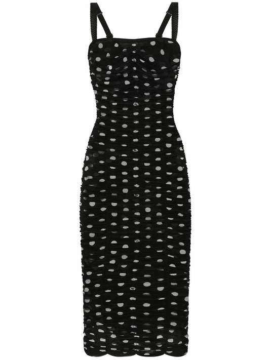 polka-dot tulle midi dress