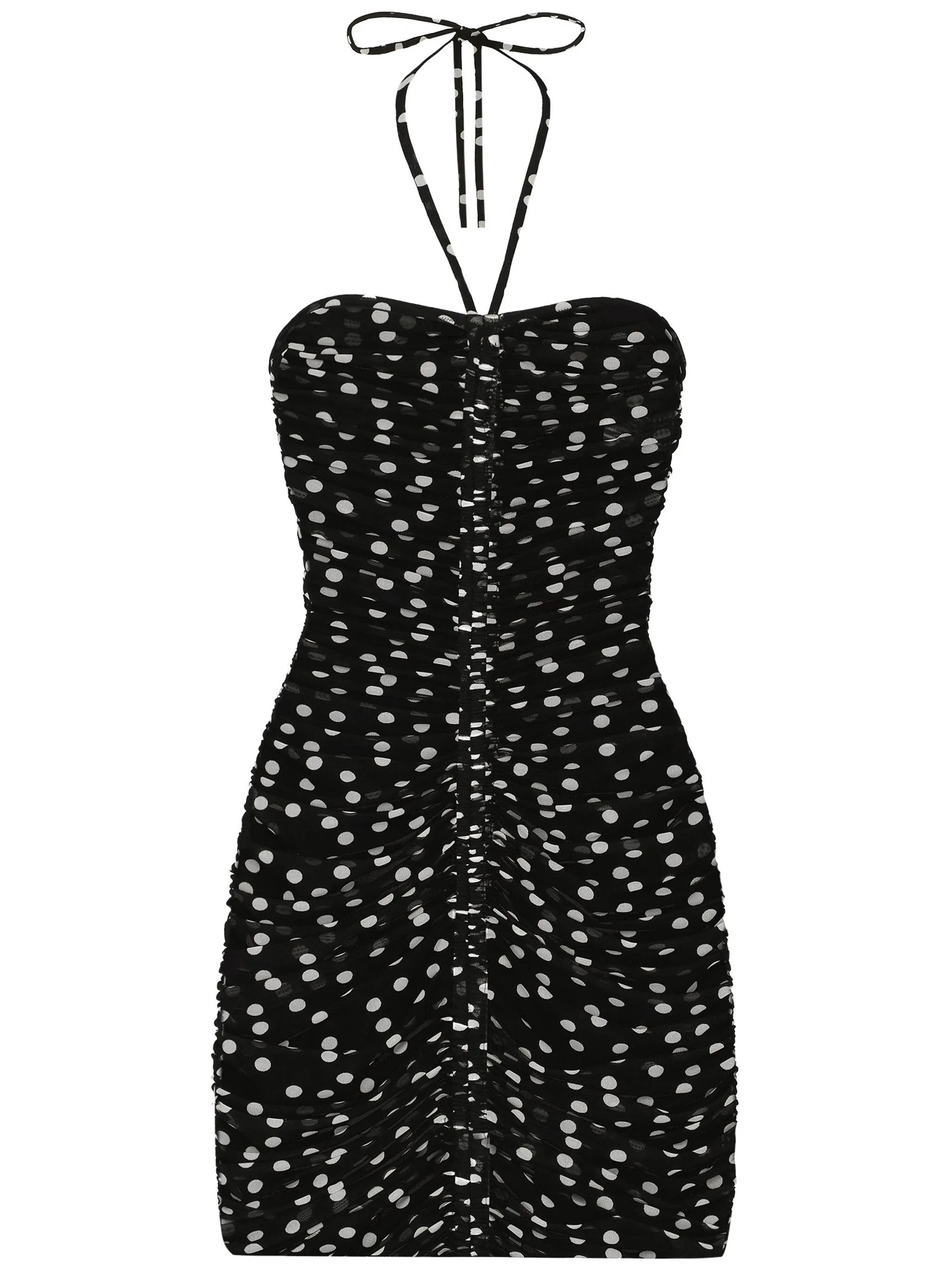 polka-dot draped tulle dress