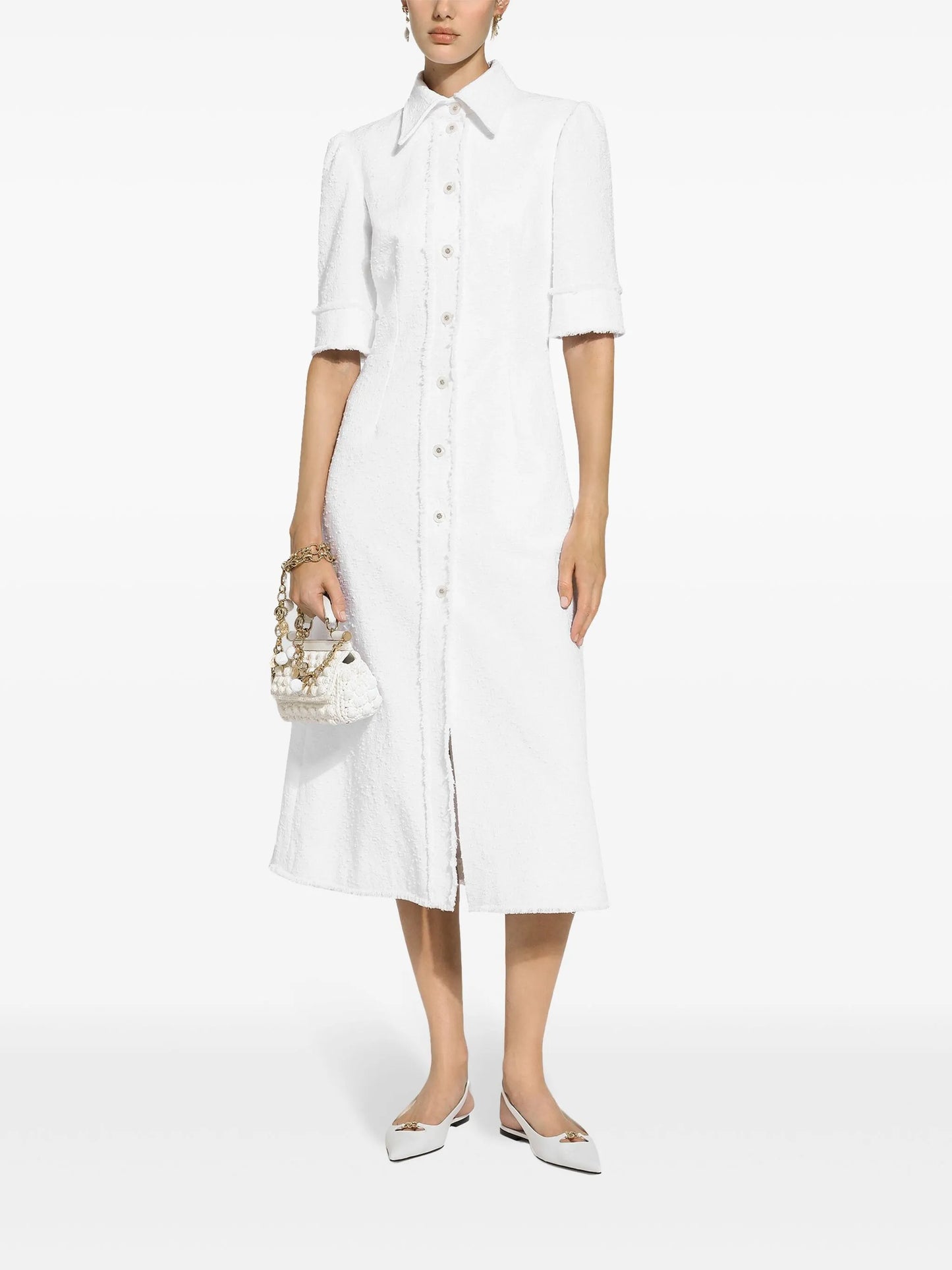 tweed shirt midi dress