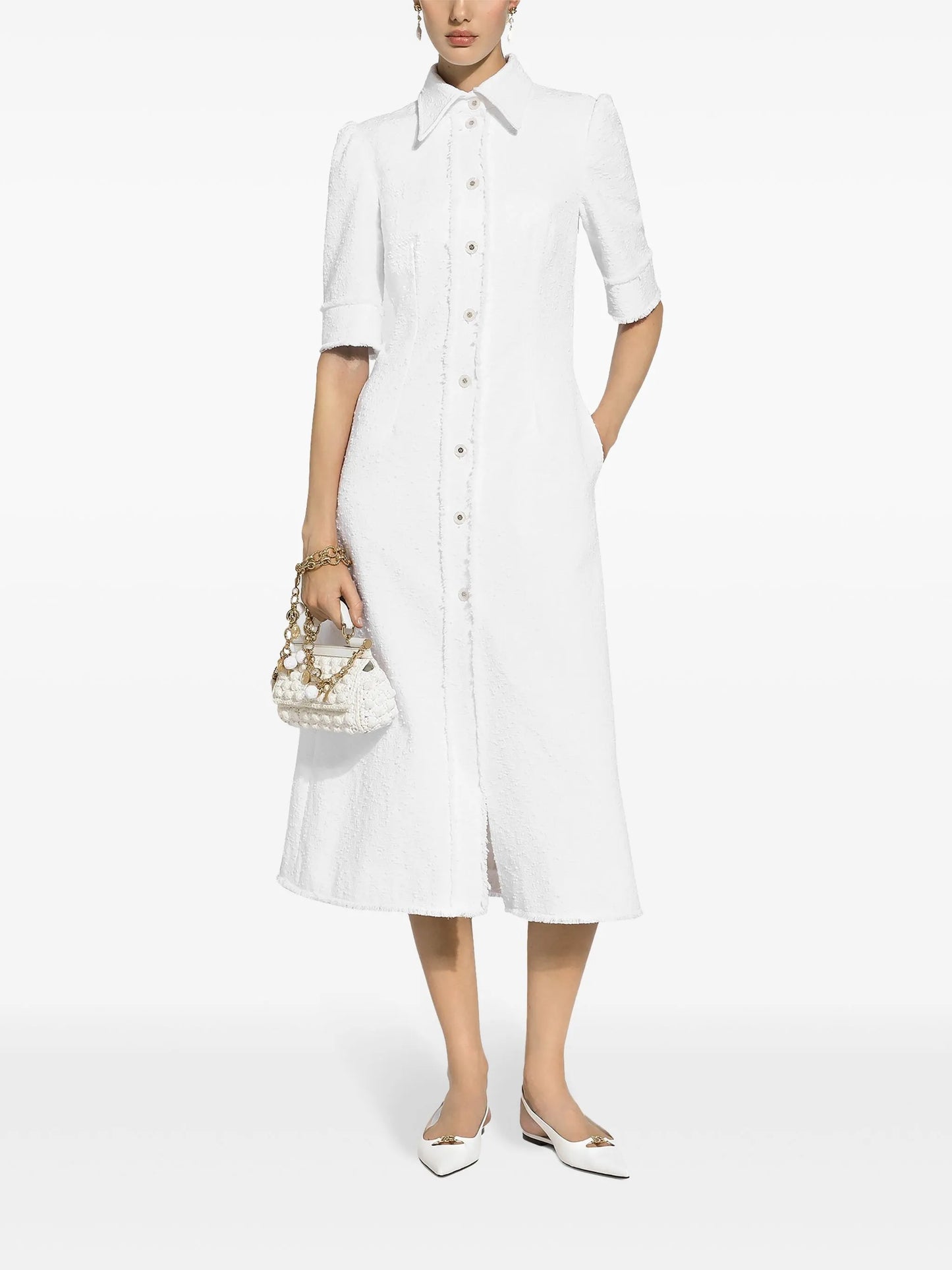tweed midi shirtdress
