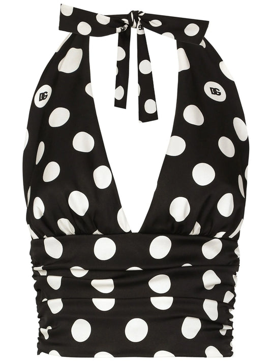 polka-dot cropped top