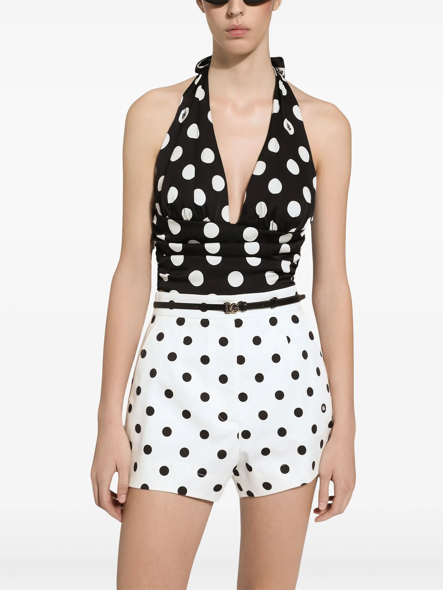 polka-dot cropped top