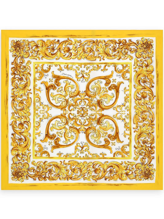 Majolica-print cotton scarf