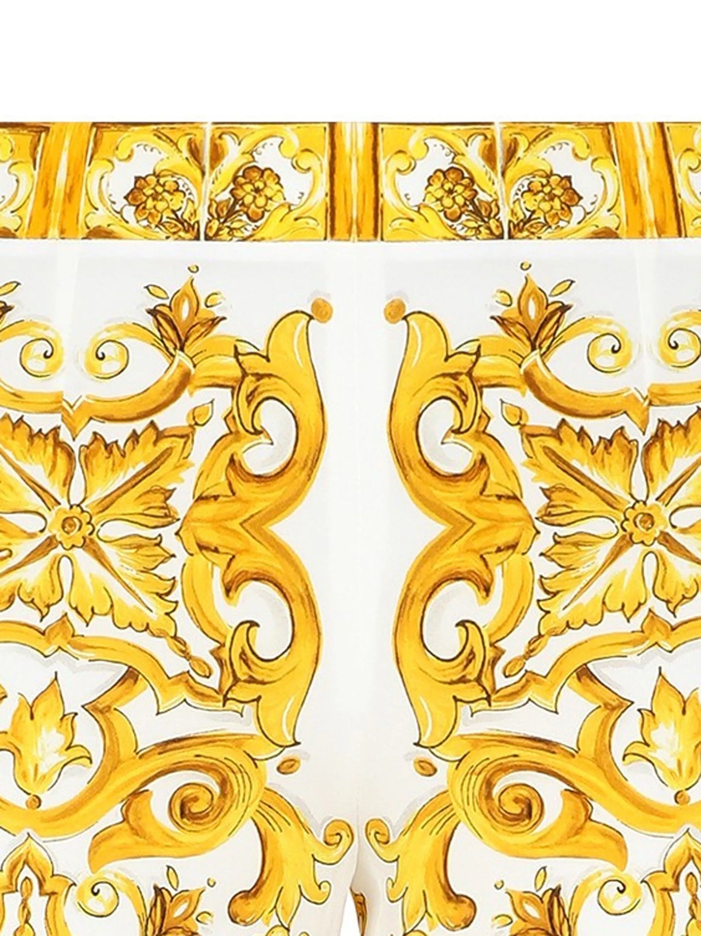 Majolica-print flared trousers