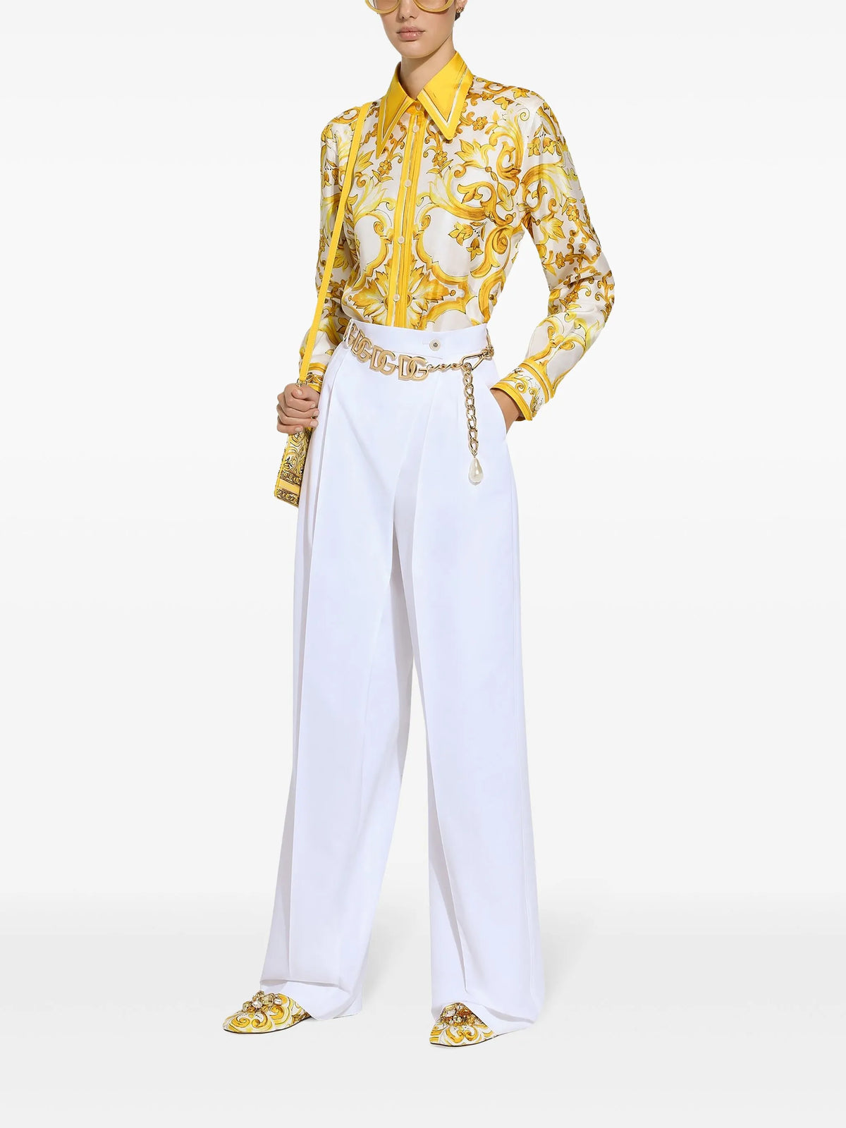 wrap-front wide-leg trousers