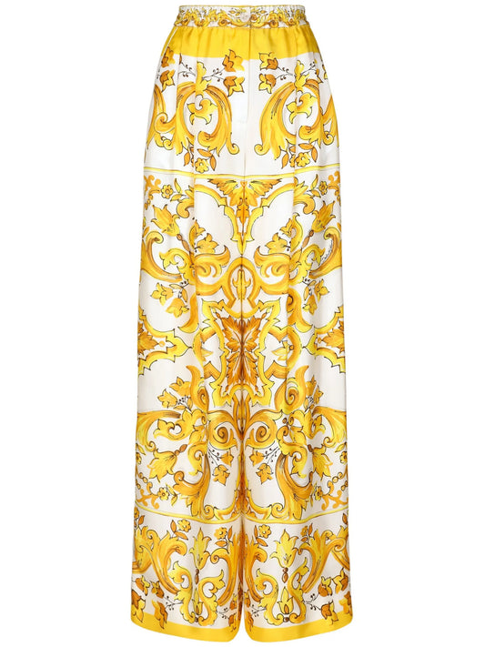 wide-leg silk trousers