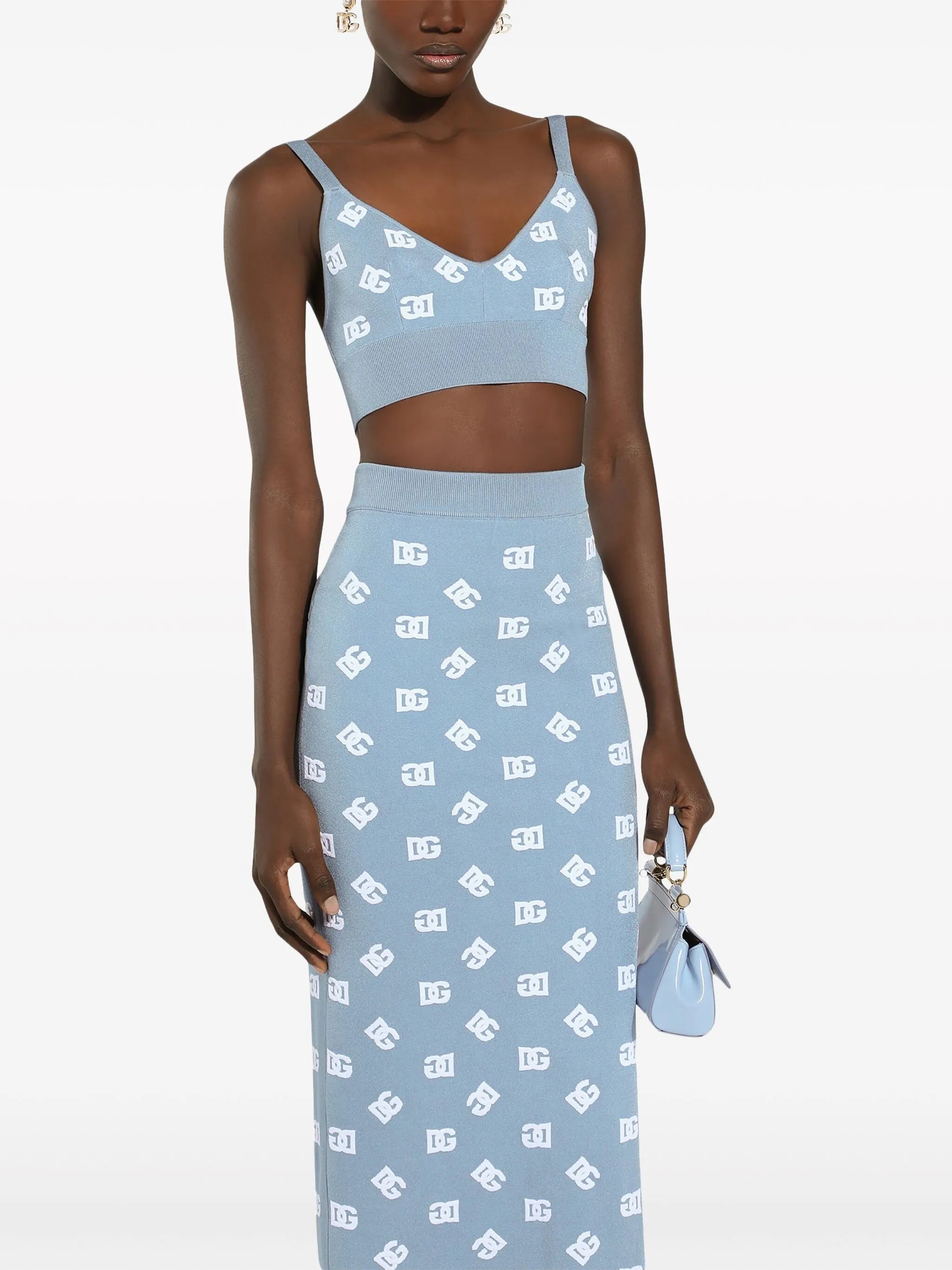 DNA logo embroidered cropped top