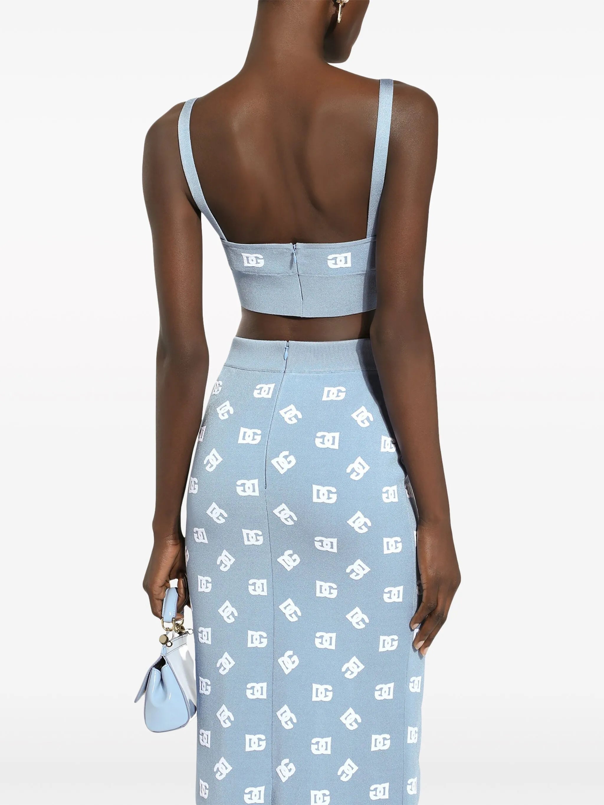 DNA logo embroidered cropped top