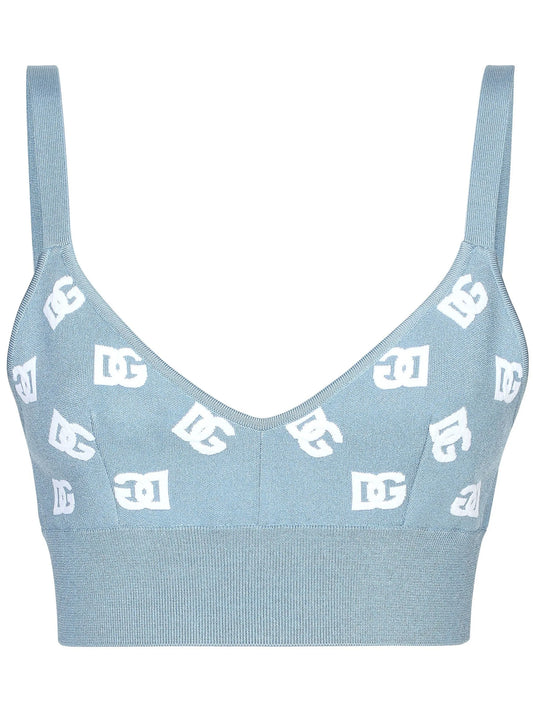logo embroidered cropped top