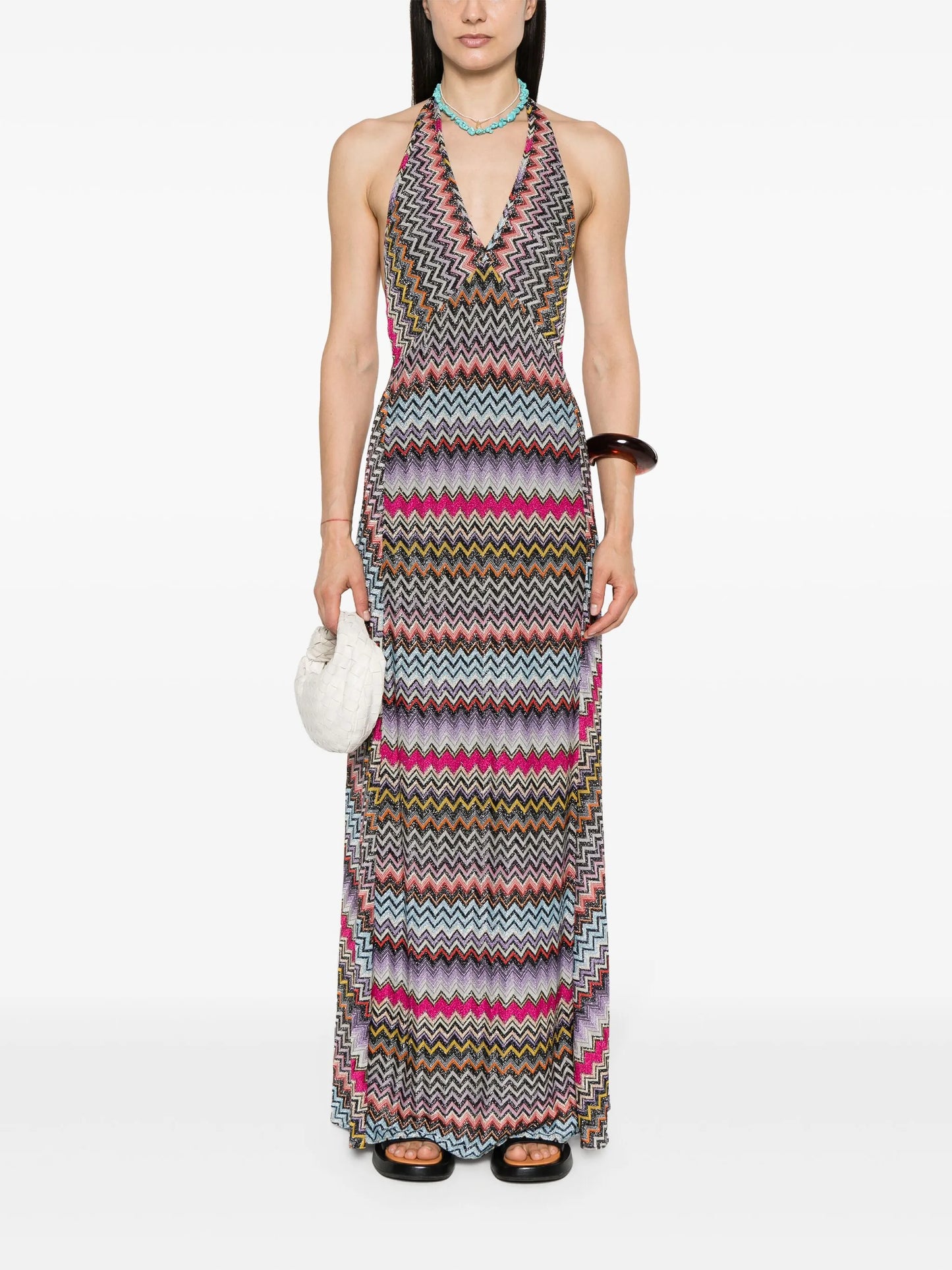 zigzag-woven maxi dress