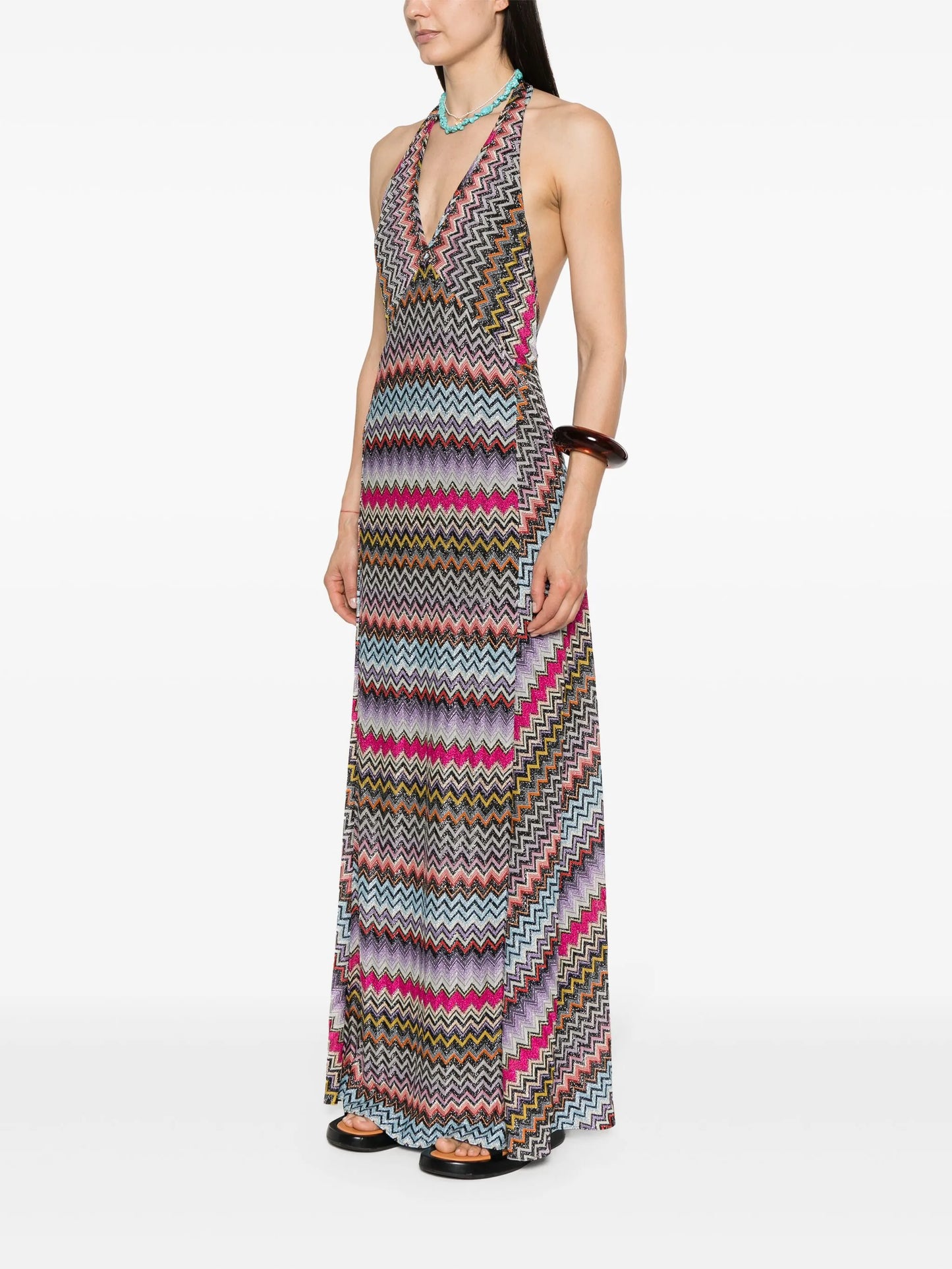 zigzag-woven maxi dress