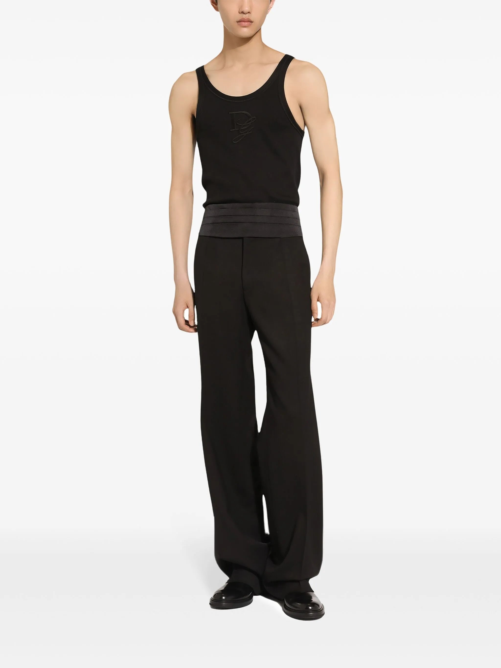 fine-rib slim-fit singlet with embroidery