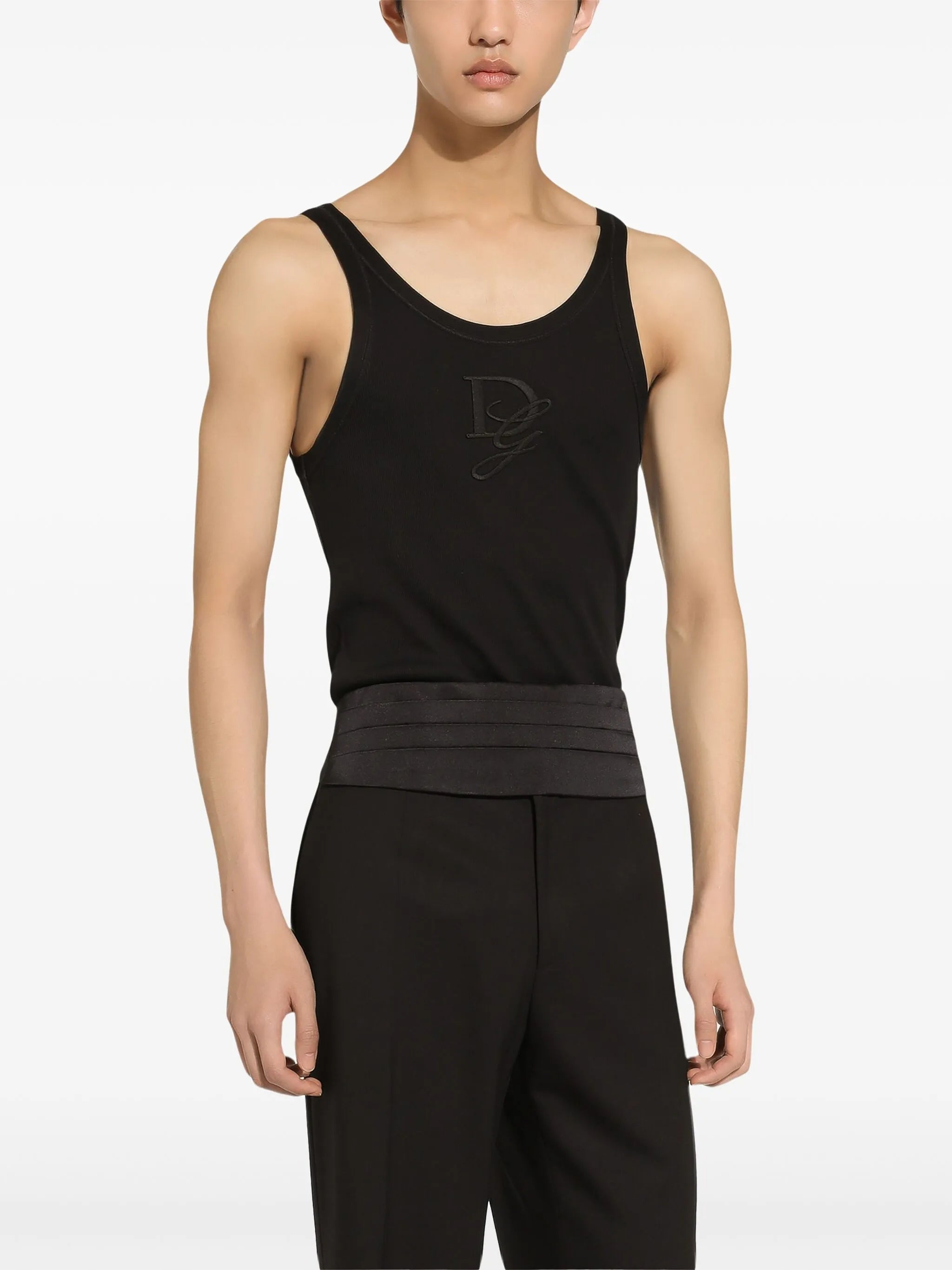 fine-rib slim-fit singlet with embroidery
