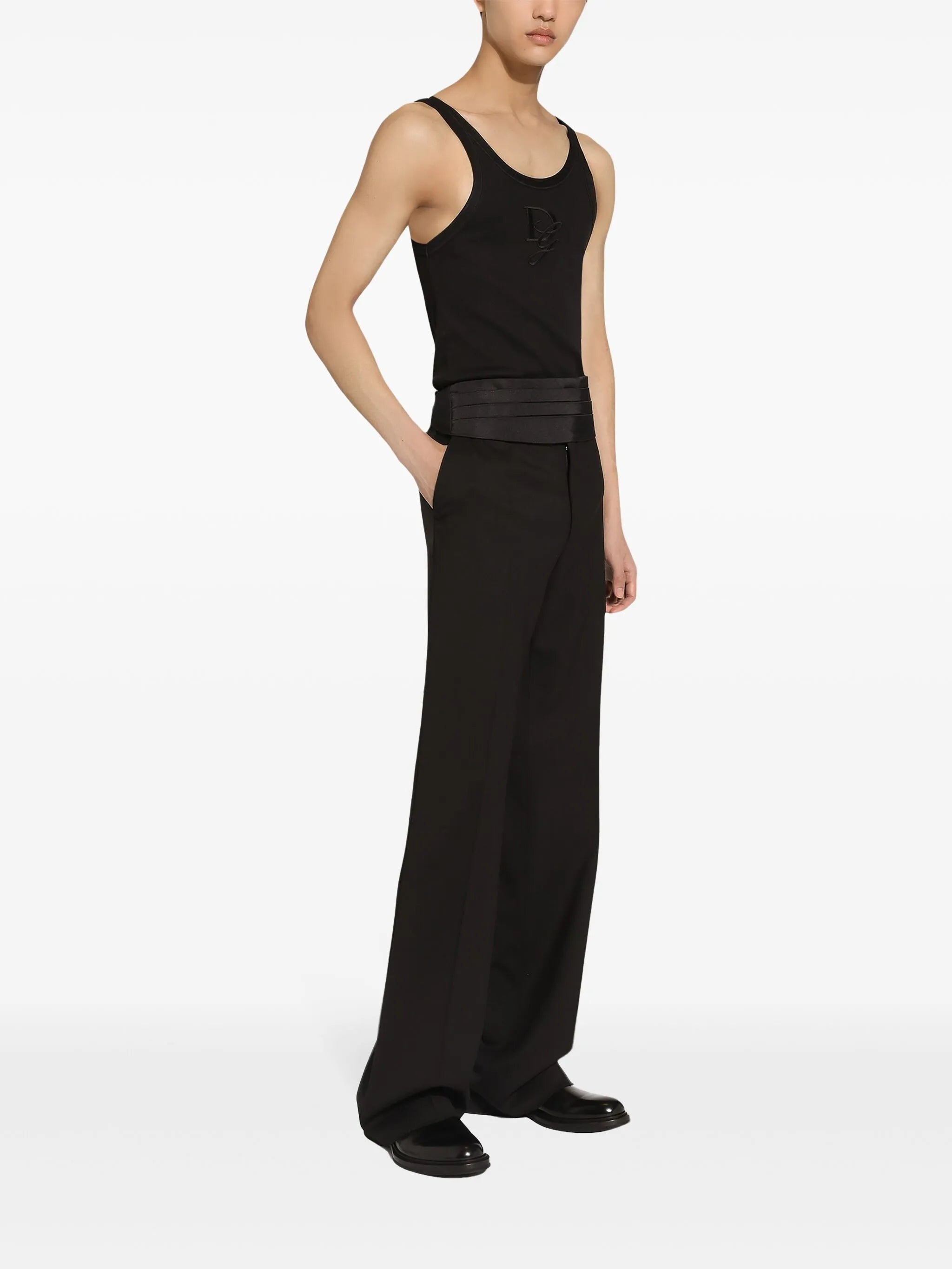 fine-rib slim-fit singlet with embroidery