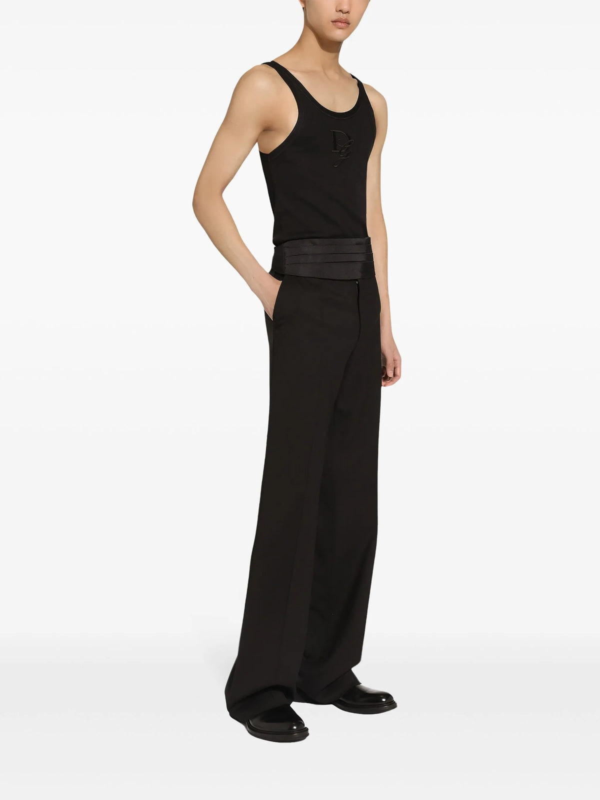 fine-rib slim-fit singlet with embroidery