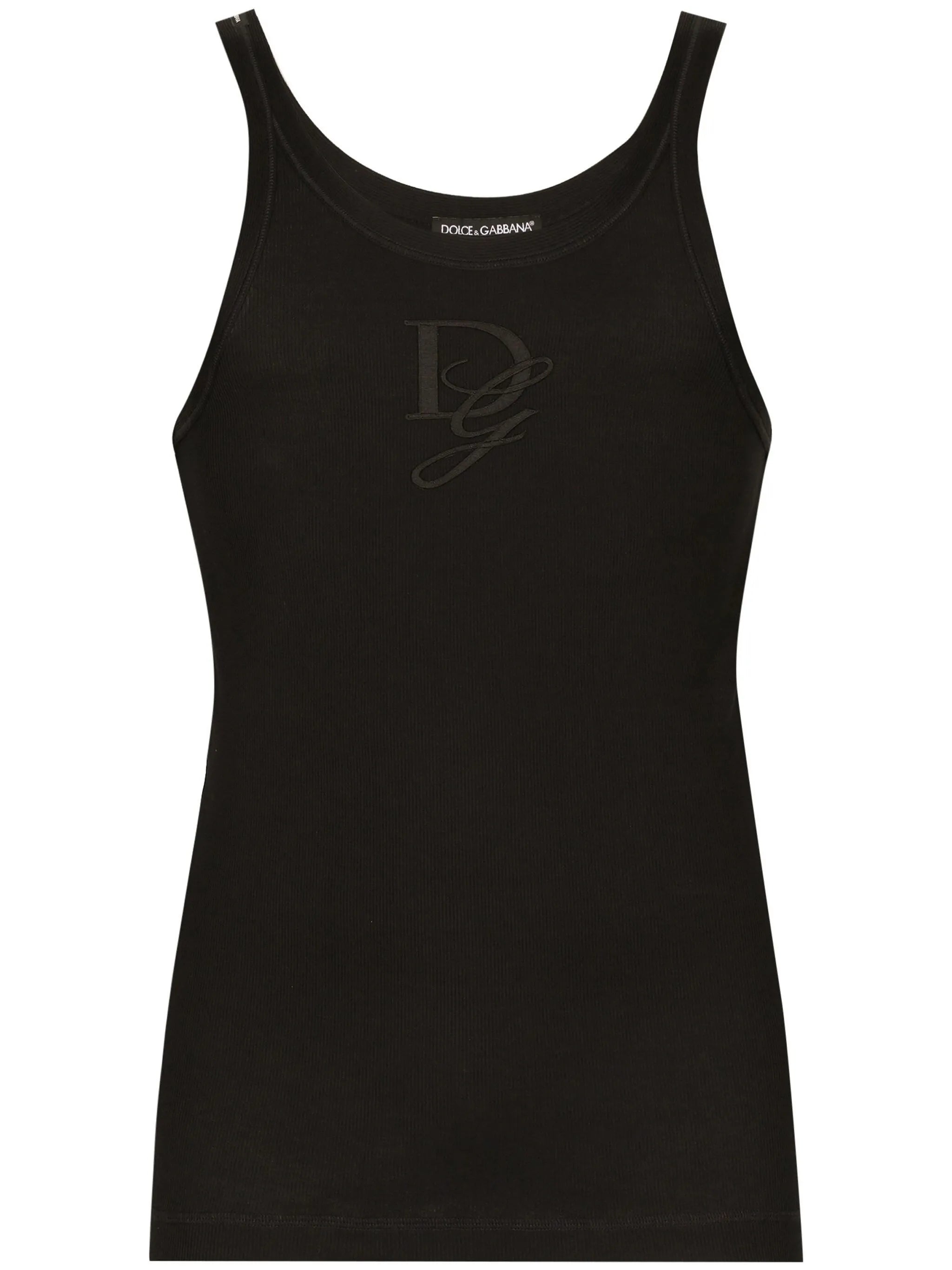 fine-rib slim-fit singlet with embroidery