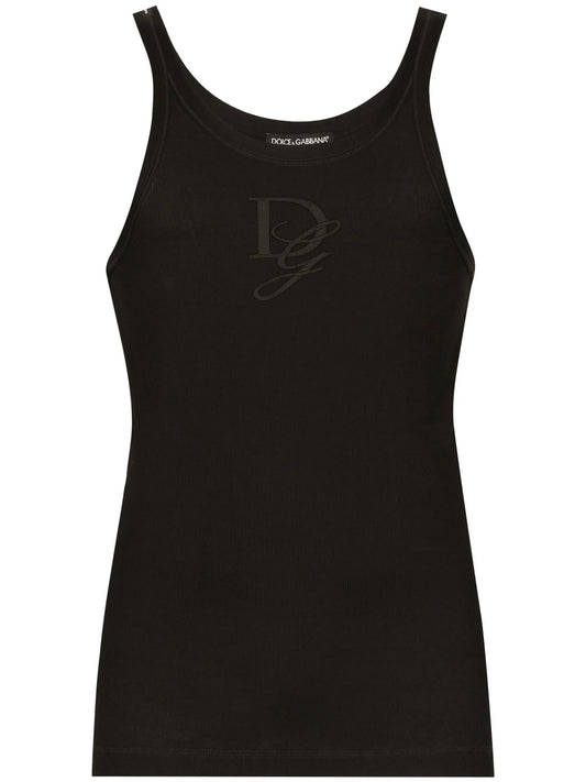 fine-rib slim-fit singlet with embroidery