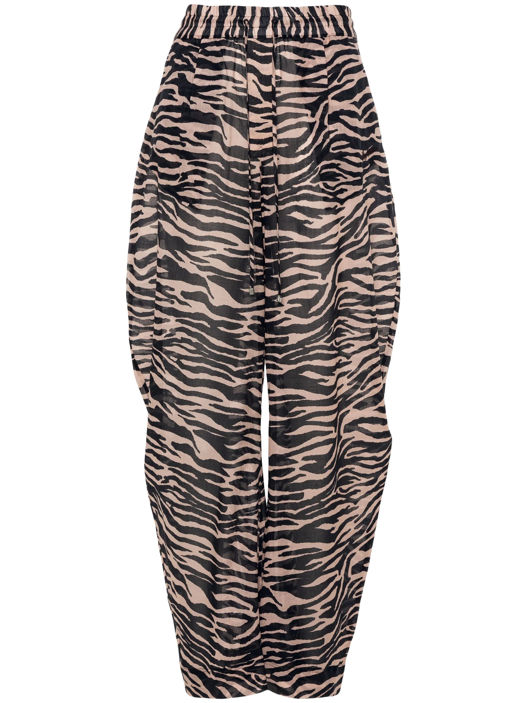 zebra-print balloon-cut trousers