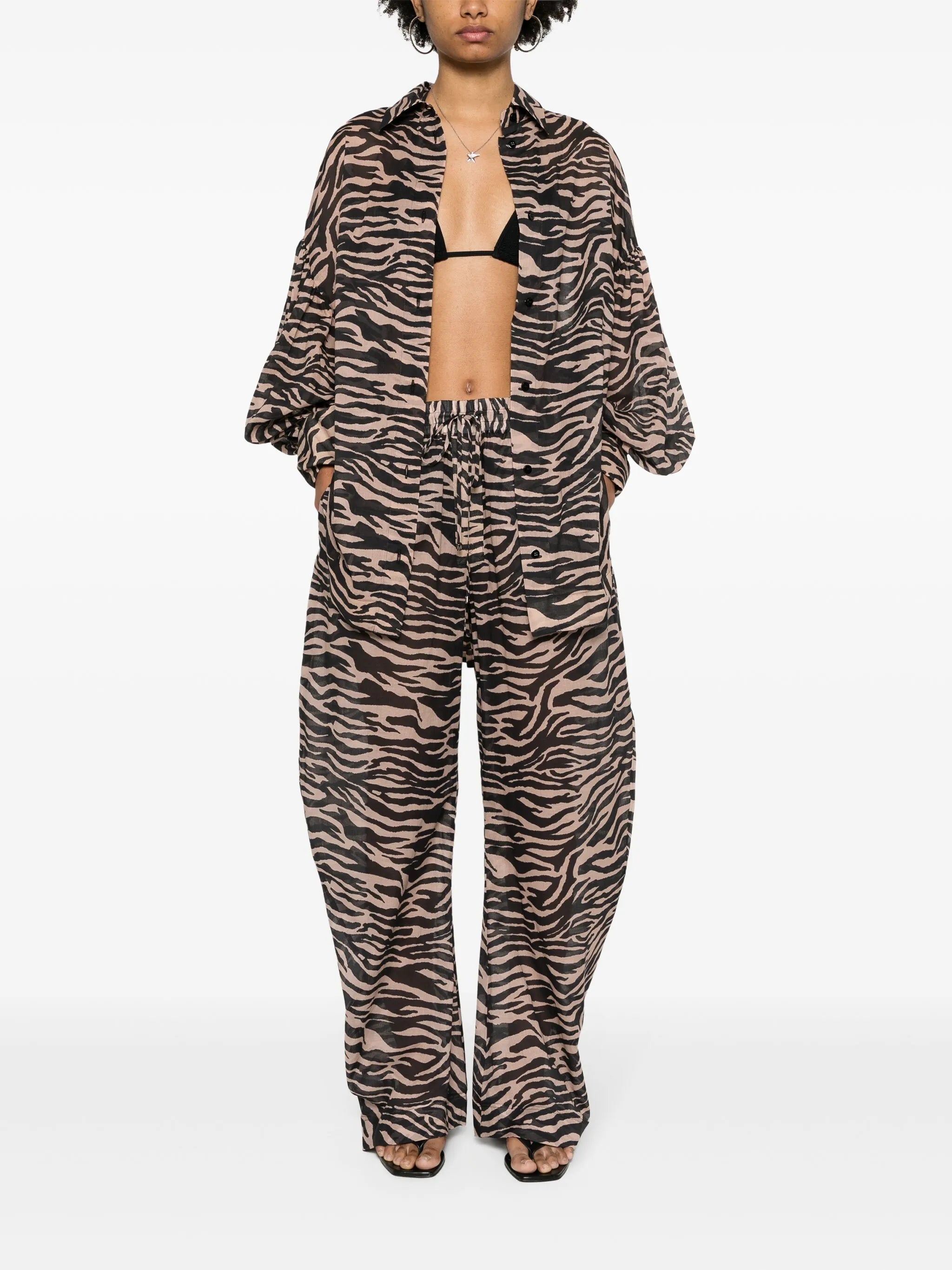 zebra-print balloon-cut trousers