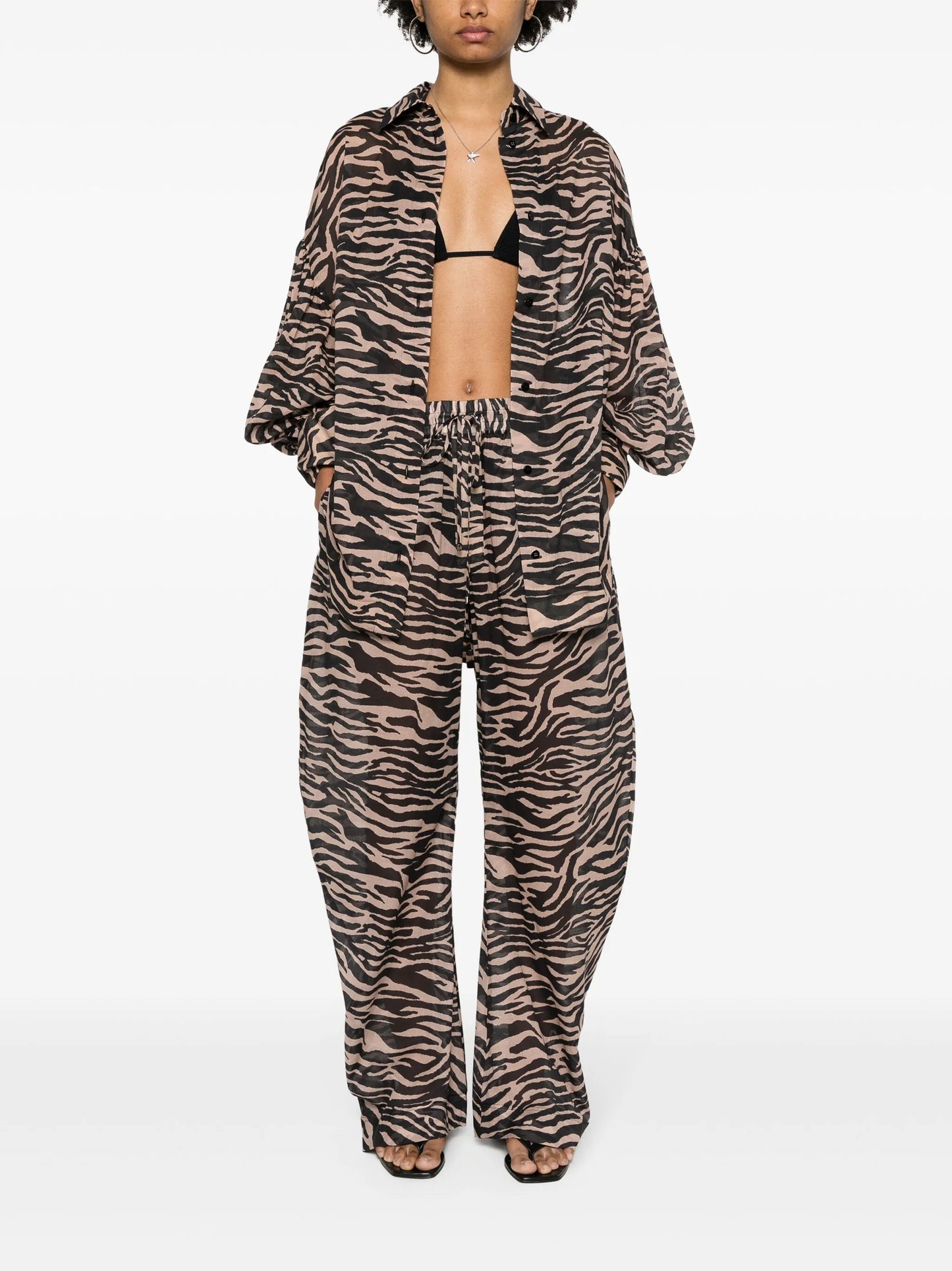 zebra-print balloon-cut trousers