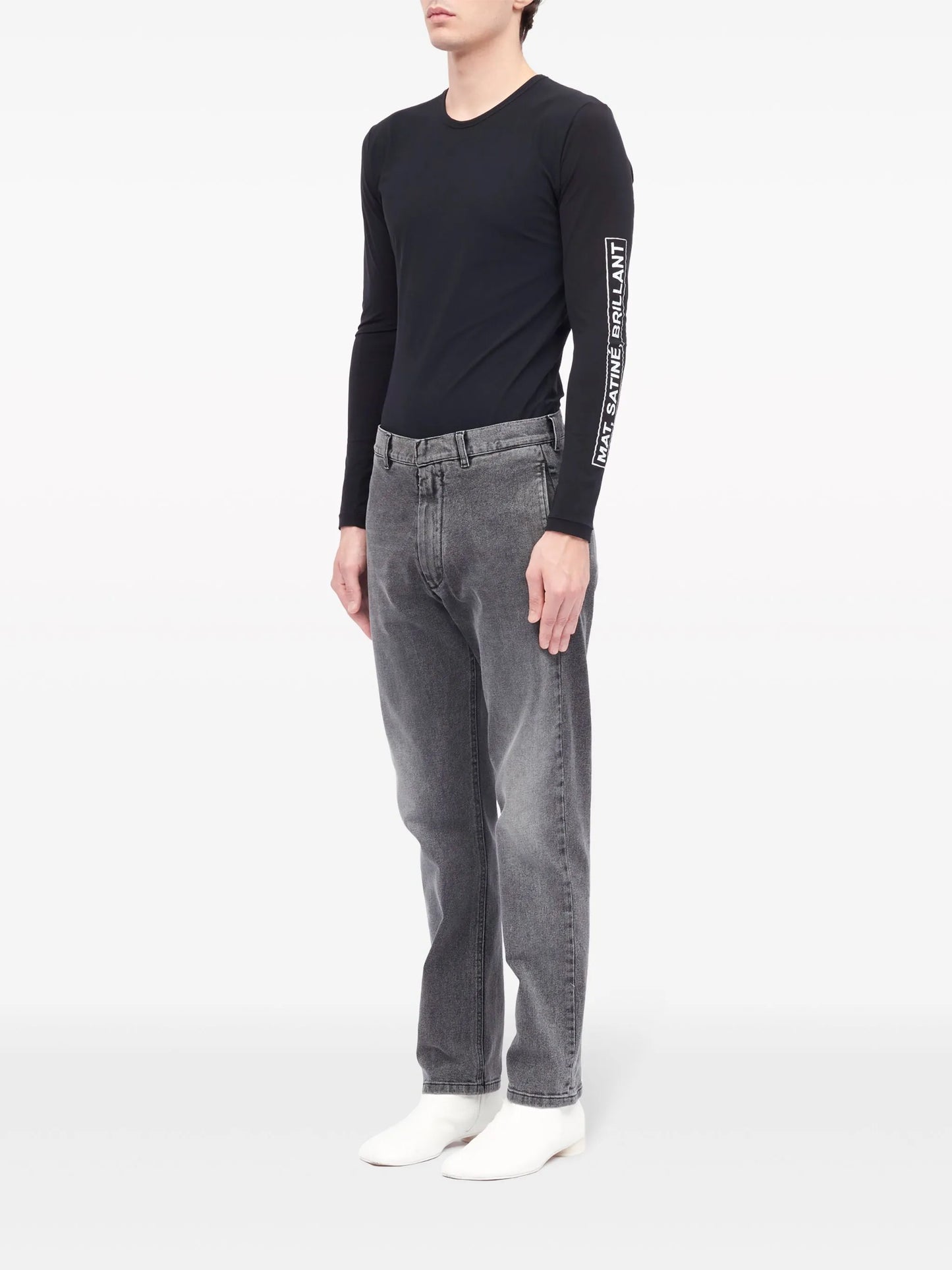 denim tapered trousers