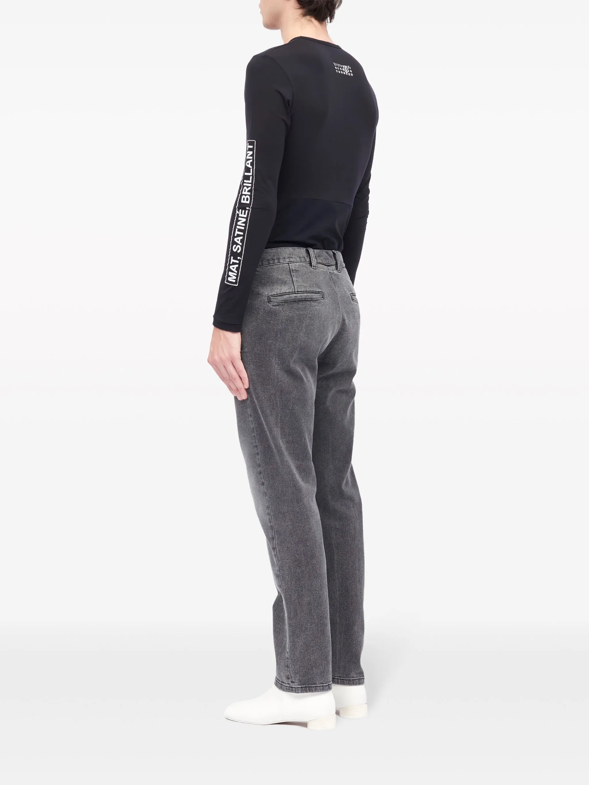 denim tapered trousers