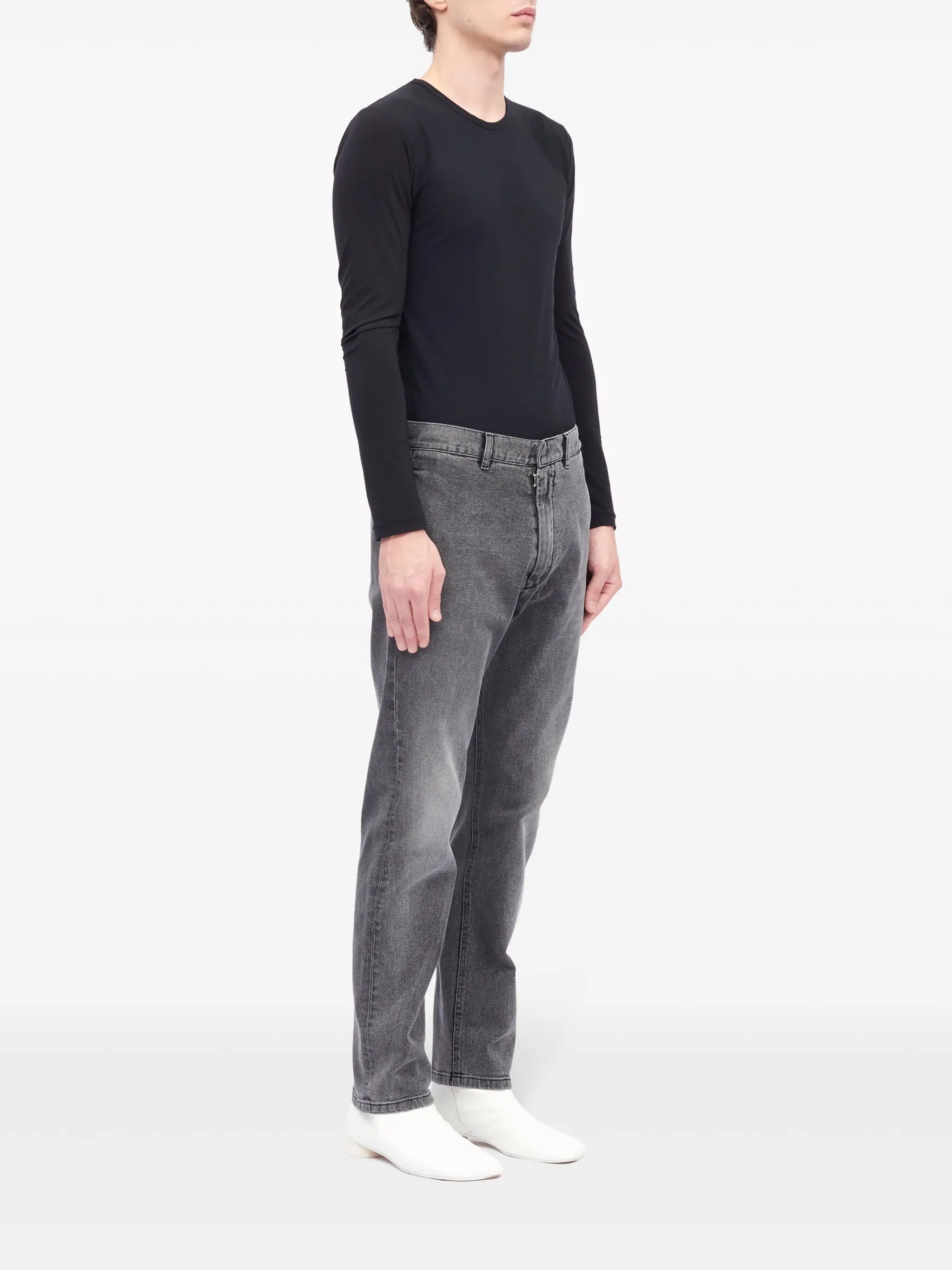 denim tapered trousers