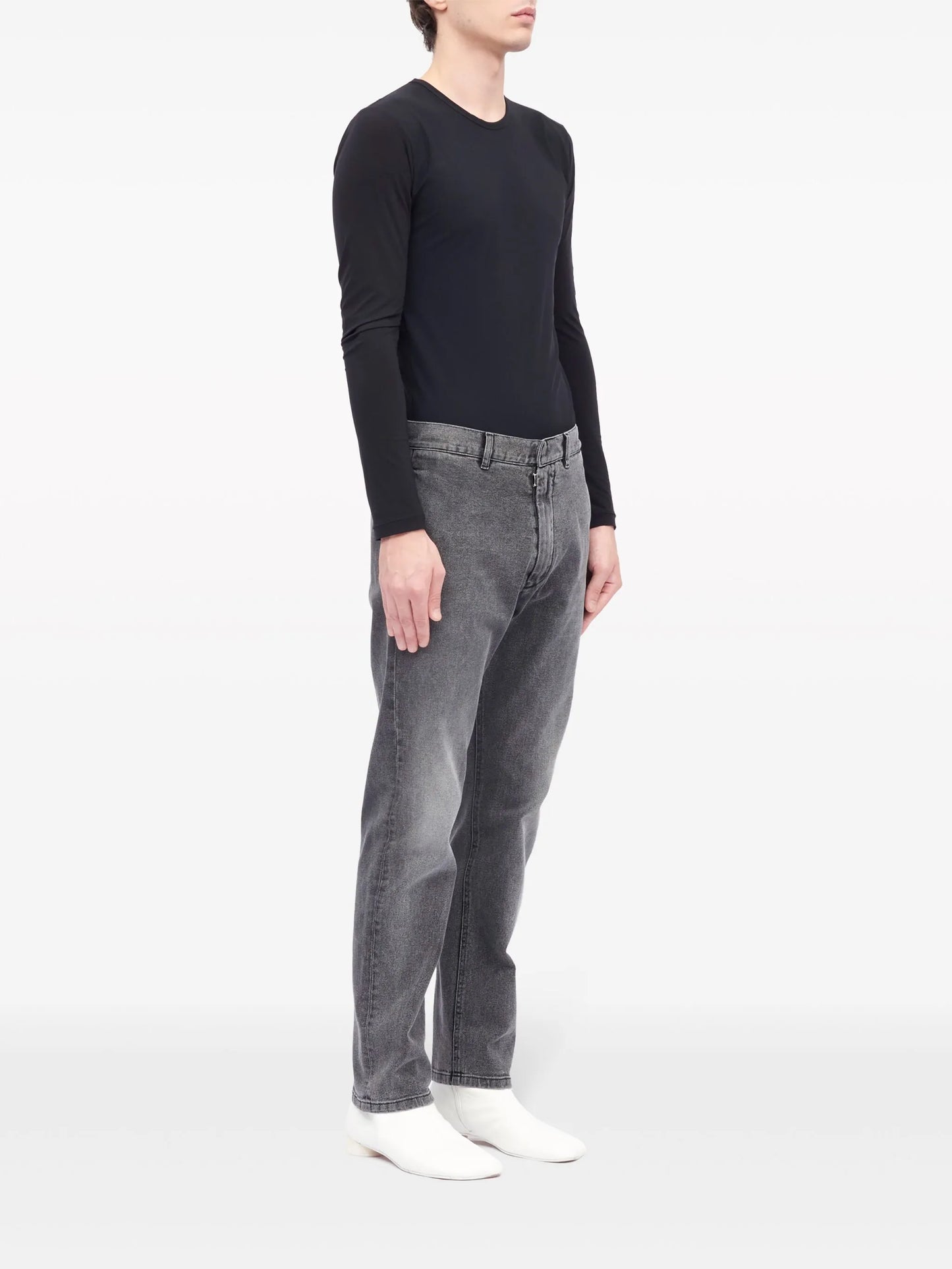 denim tapered trousers