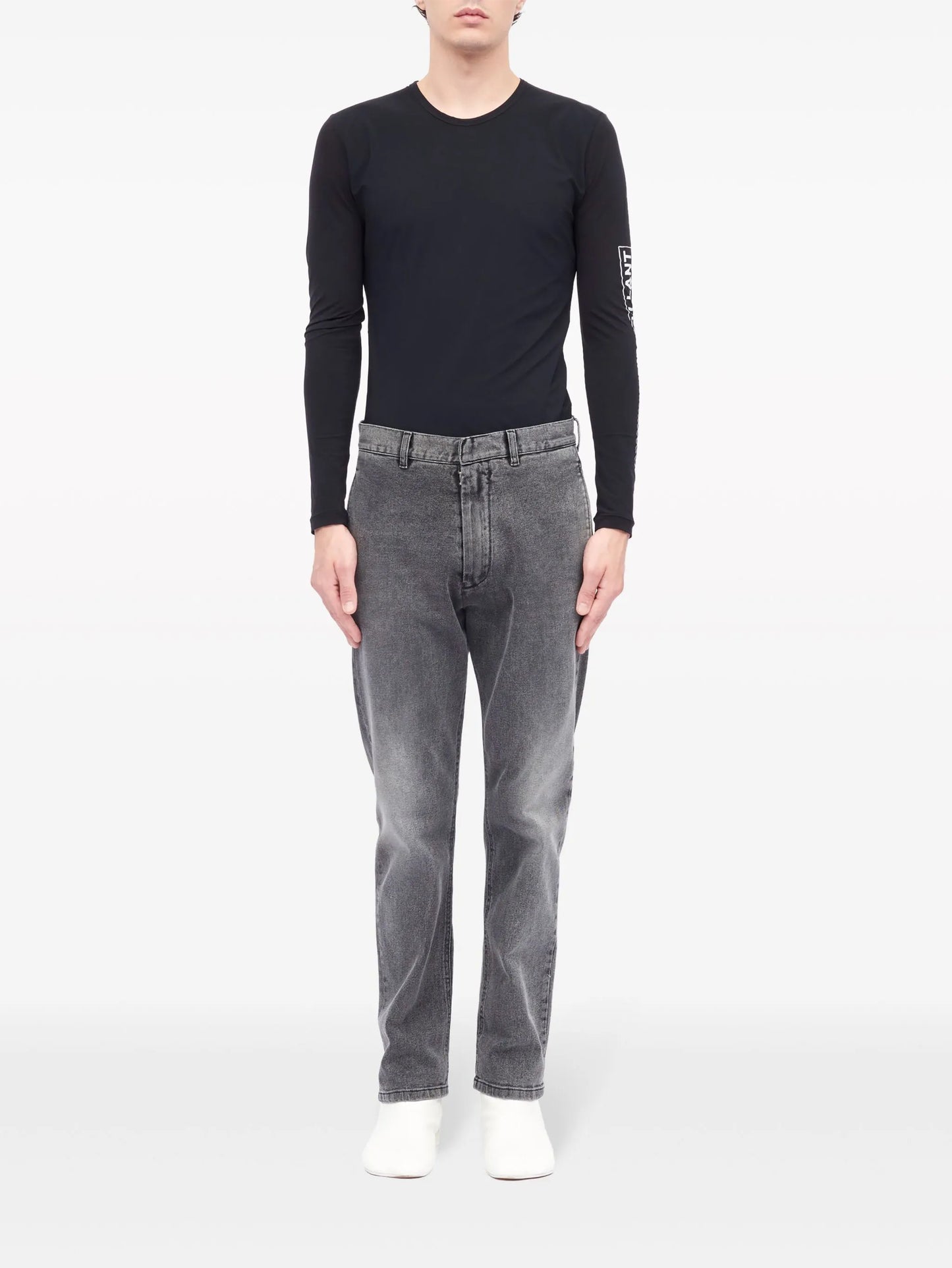 denim tapered trousers