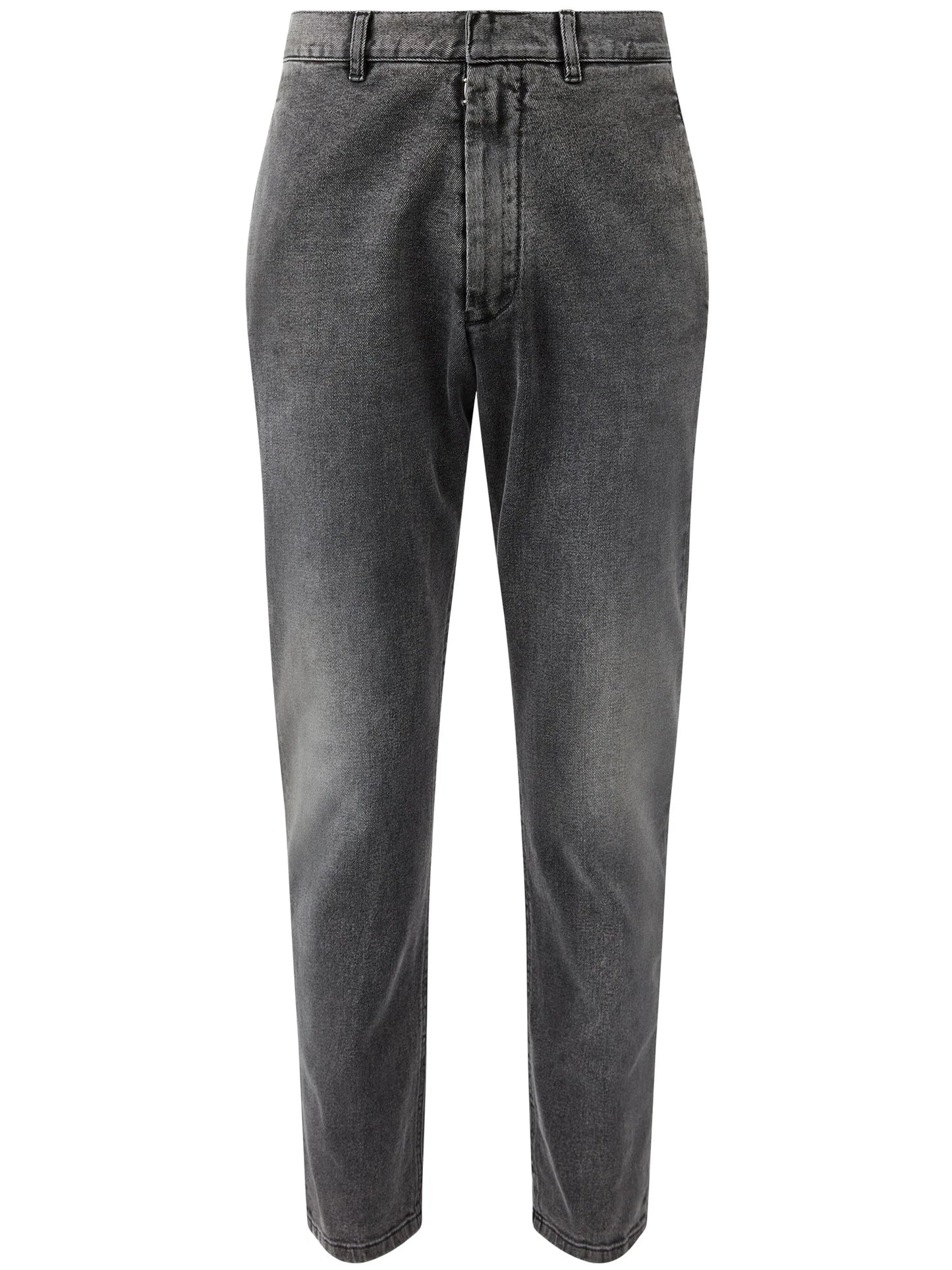 denim tapered trousers