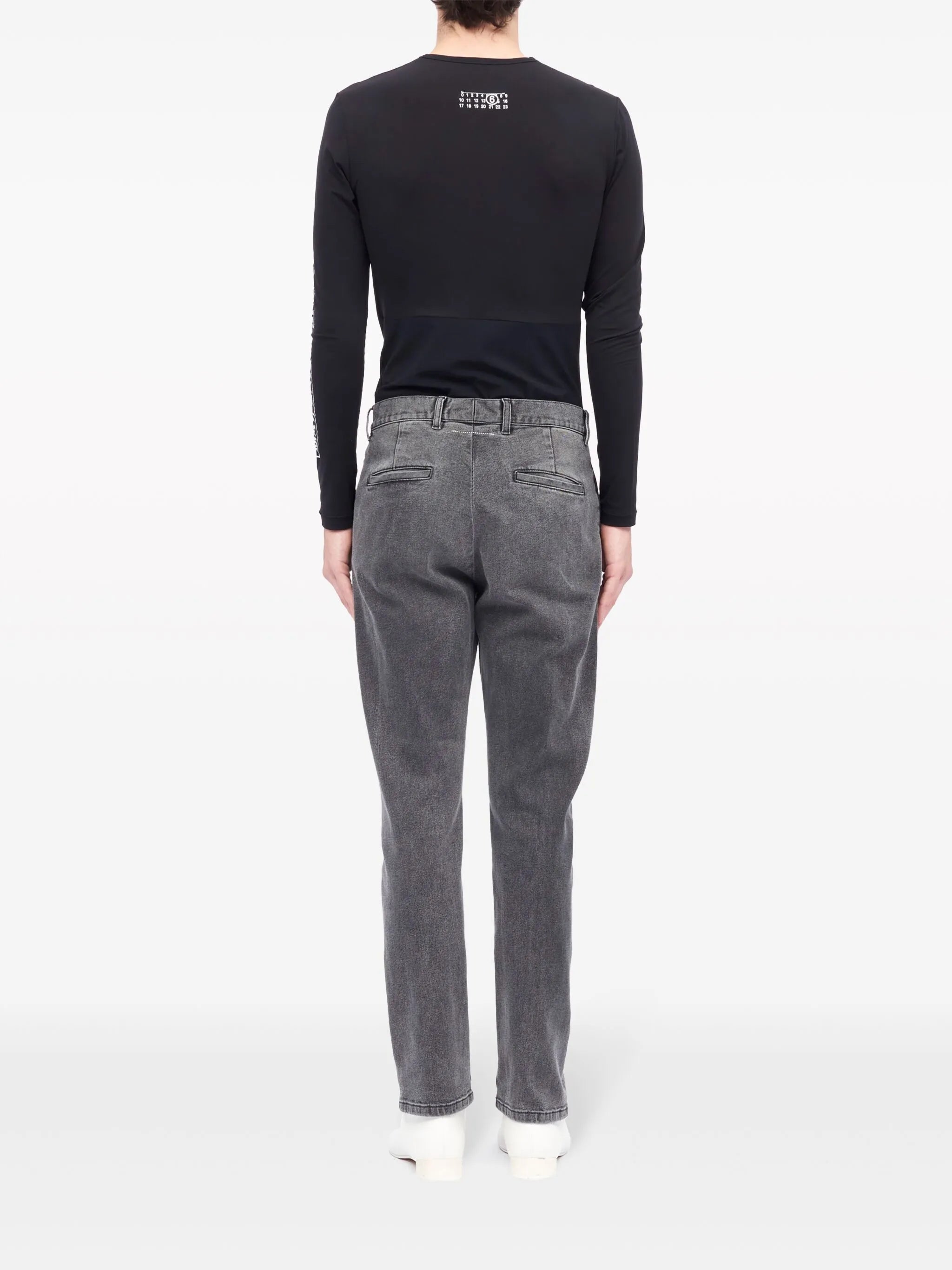 denim tapered trousers