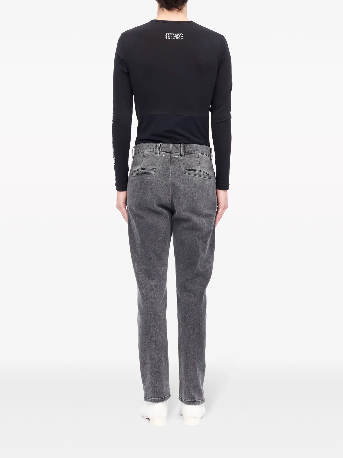 denim tapered trousers