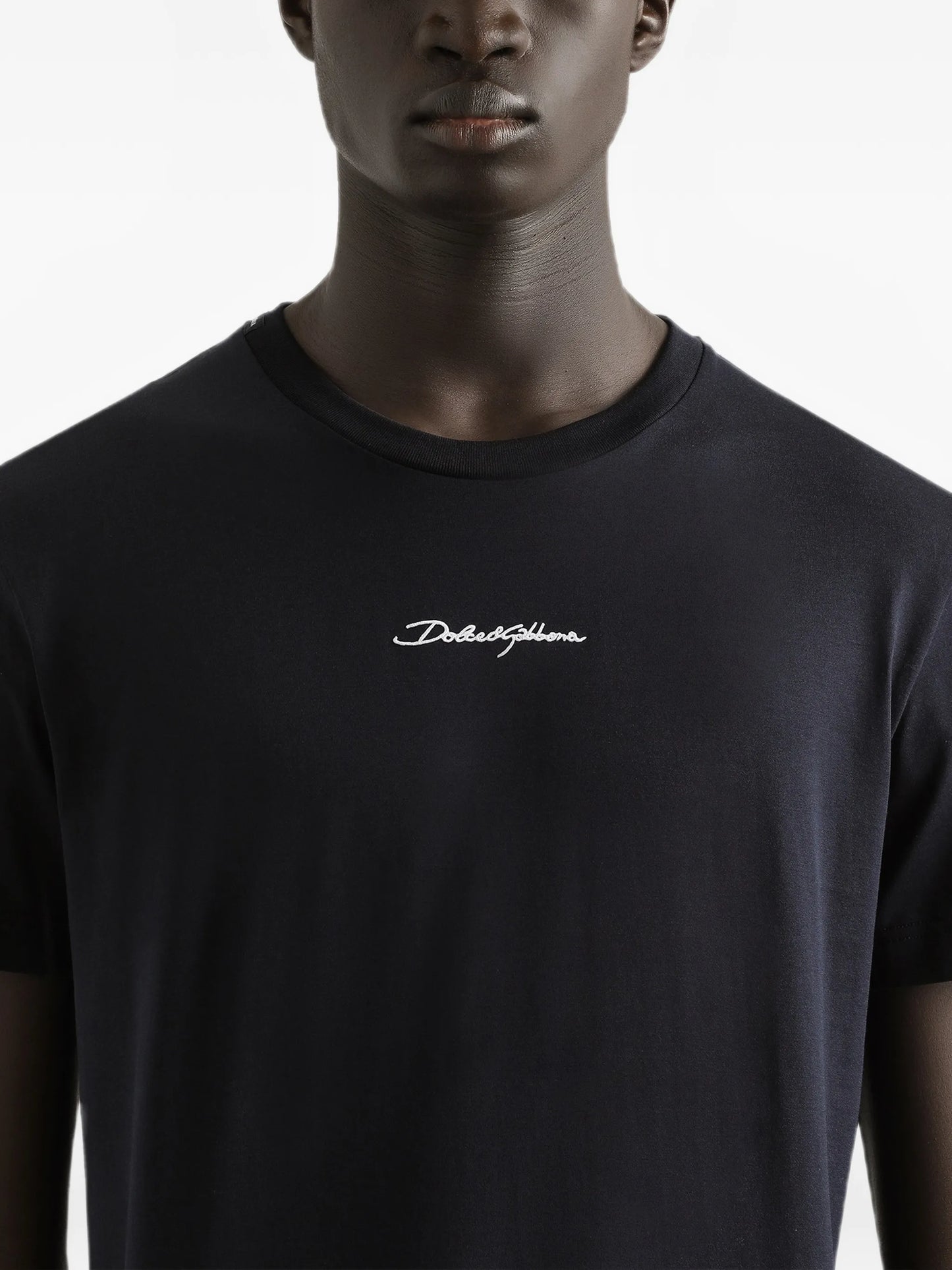 embroidered-patch cotton T-shirt