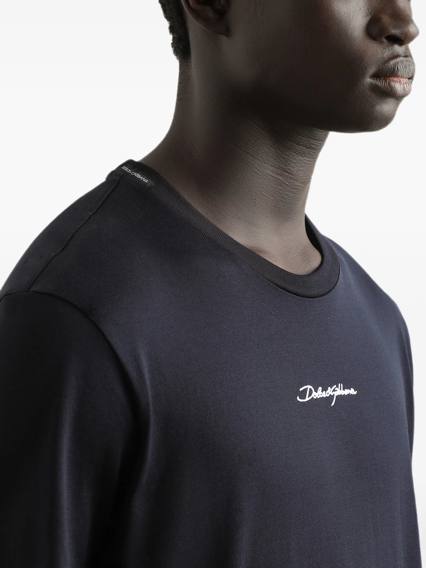embroidered-patch cotton T-shirt