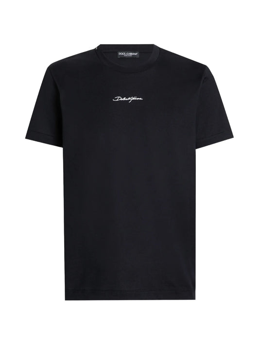 embroidered-patch cotton T-shirt