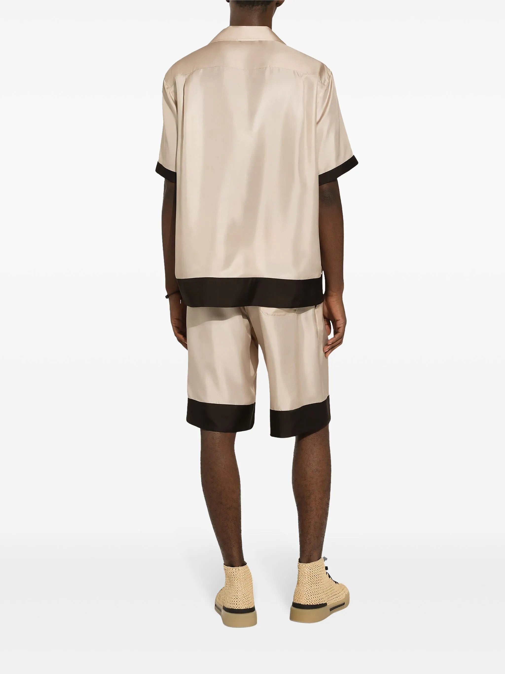 logo-embroidered silk shorts