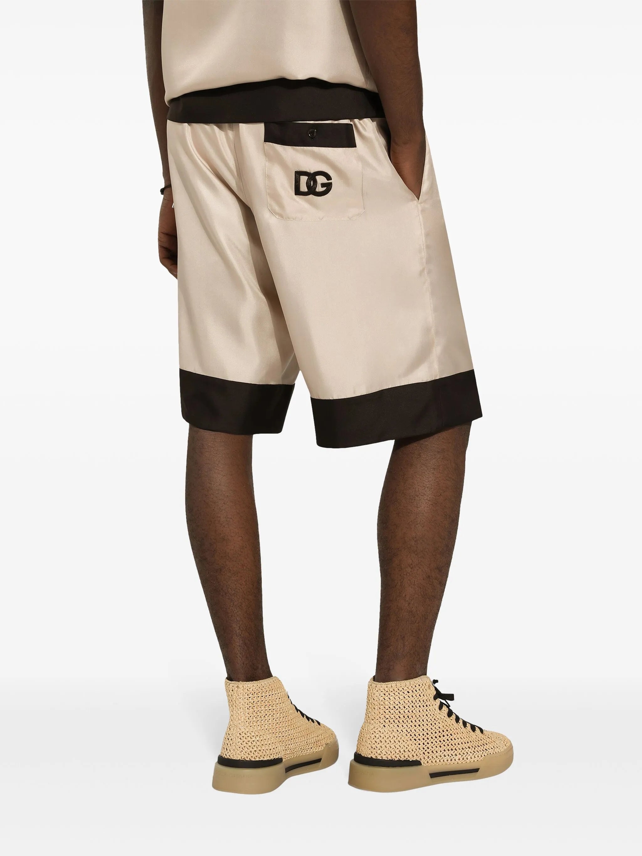 logo-embroidered silk shorts