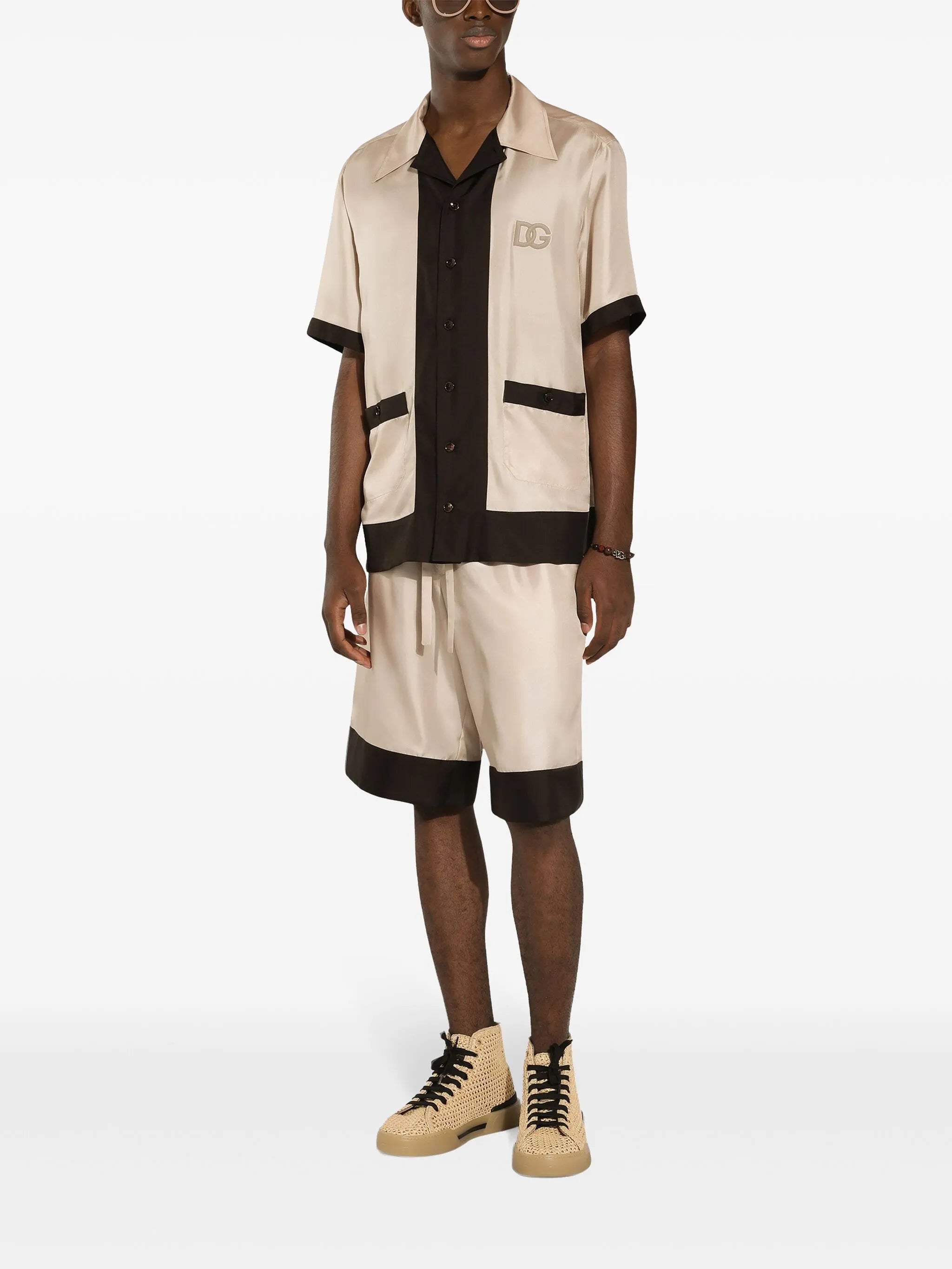 logo-embroidered silk shorts