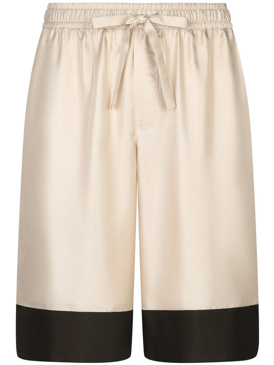 logo-embroidered silk shorts