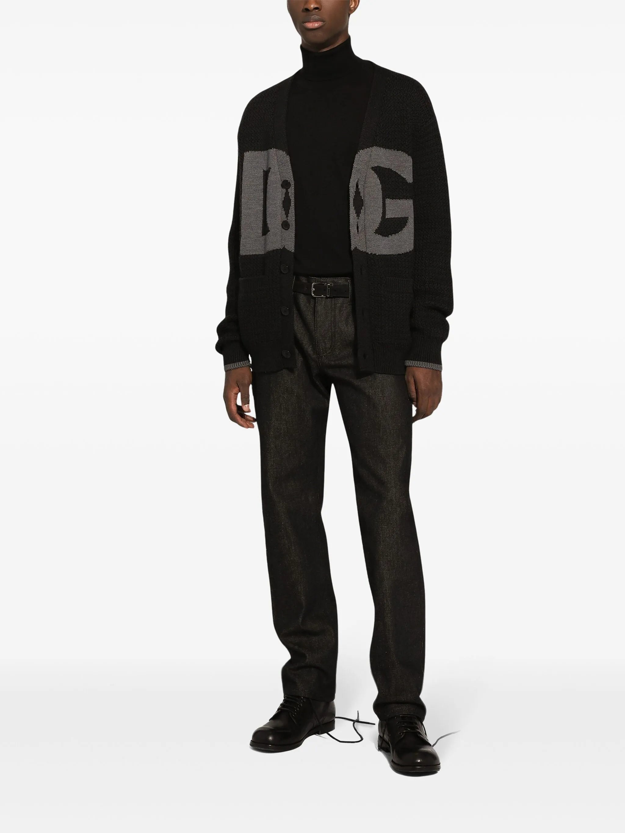 logo-intarsia cardigan