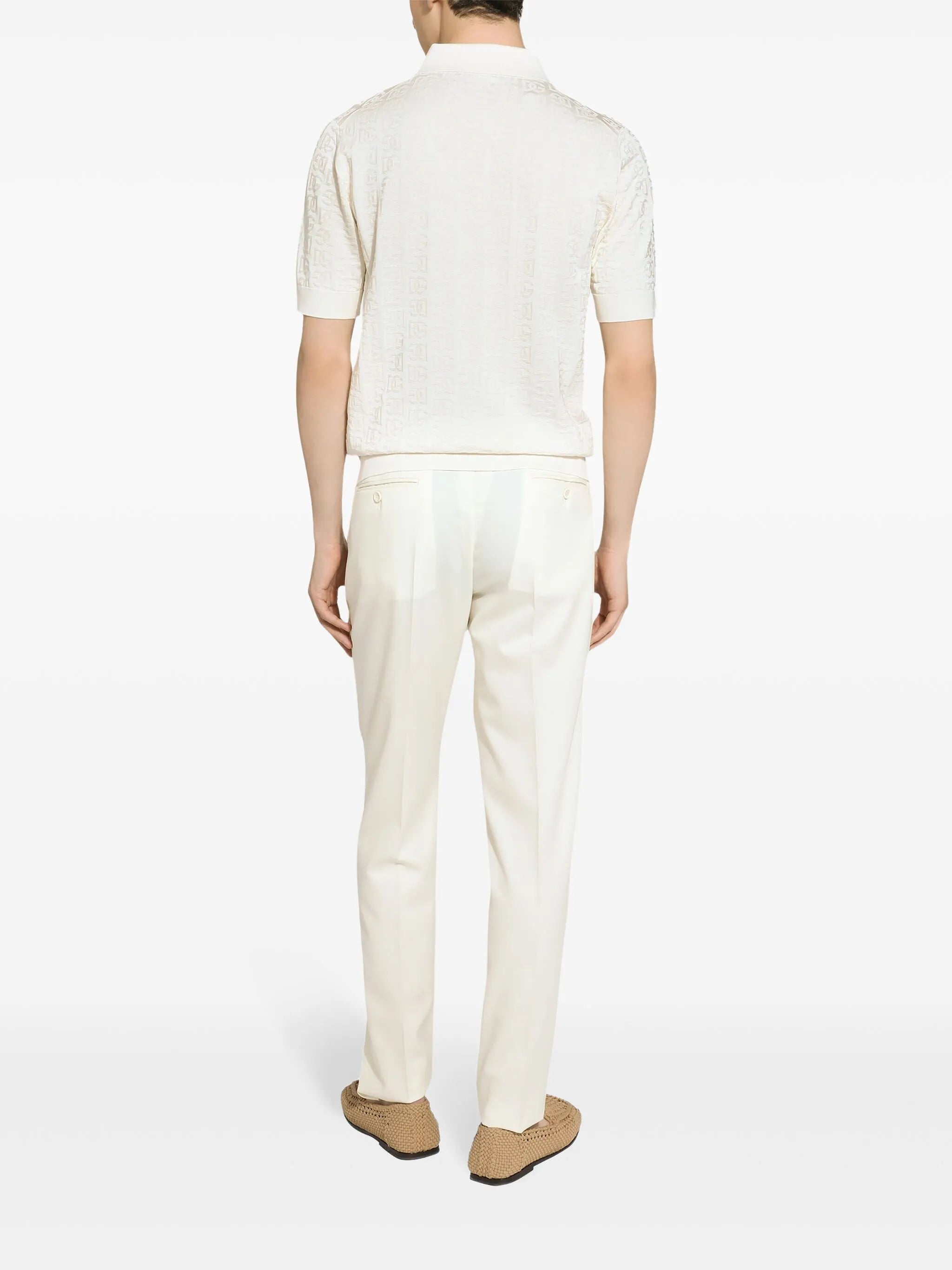 silk polo-shirt with all-over DG logo embroidery