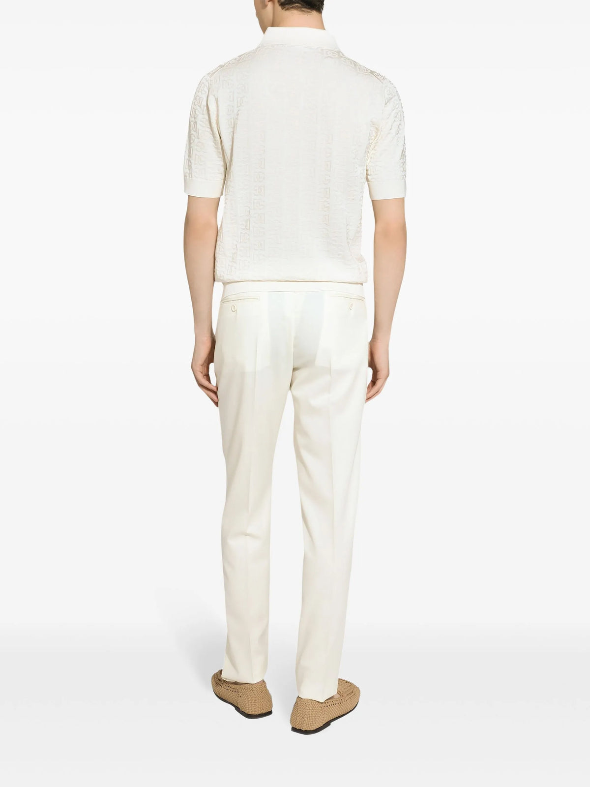 silk polo-shirt with all-over DG logo embroidery