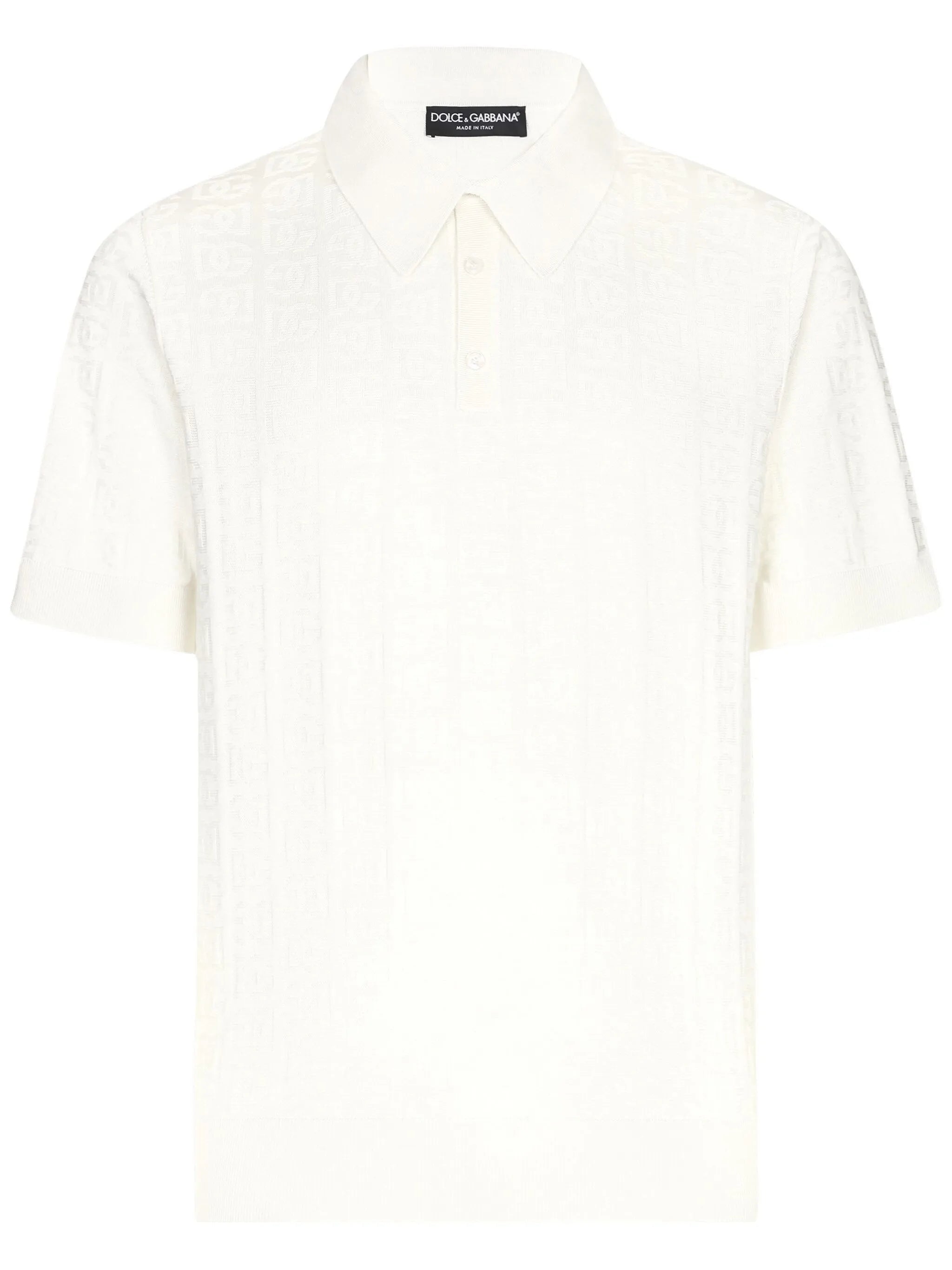 silk polo-shirt with all-over DG logo embroidery