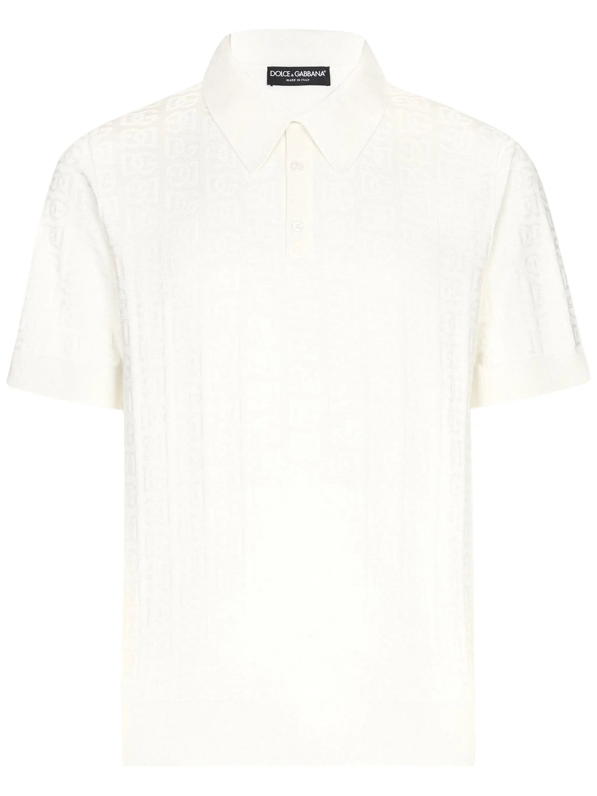 silk polo-shirt with all-over DG logo embroidery
