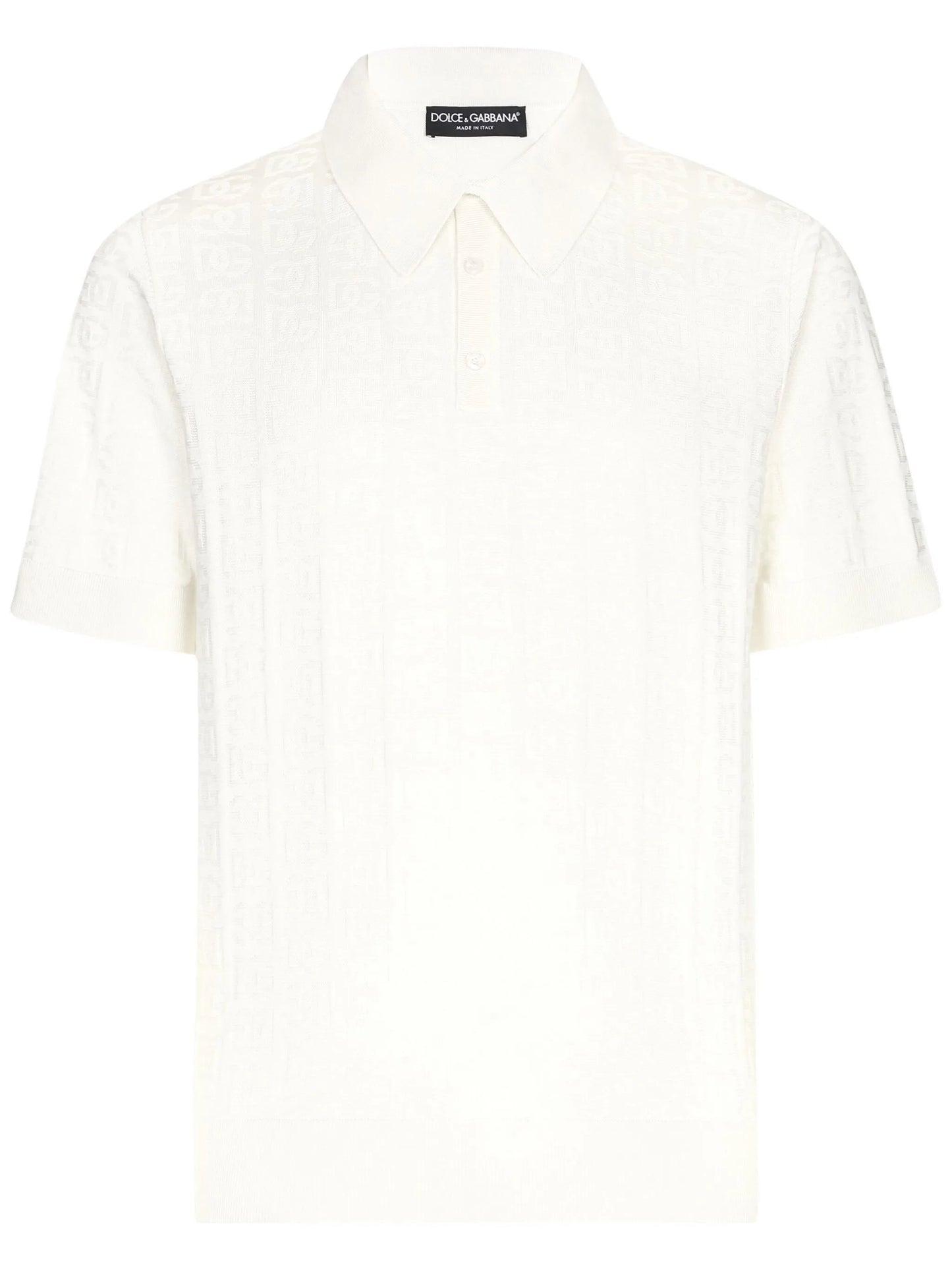 monogram-jacquard silk polo shirt