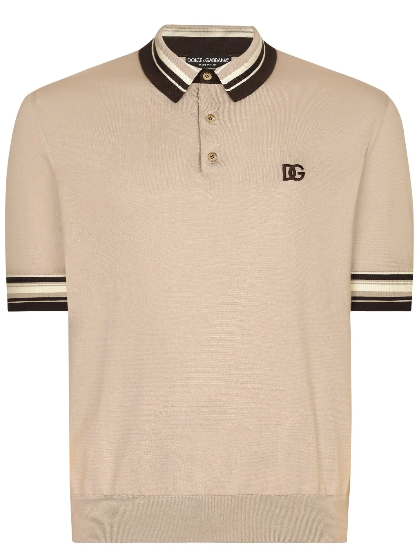 logo-embroidery silk polo shirt
