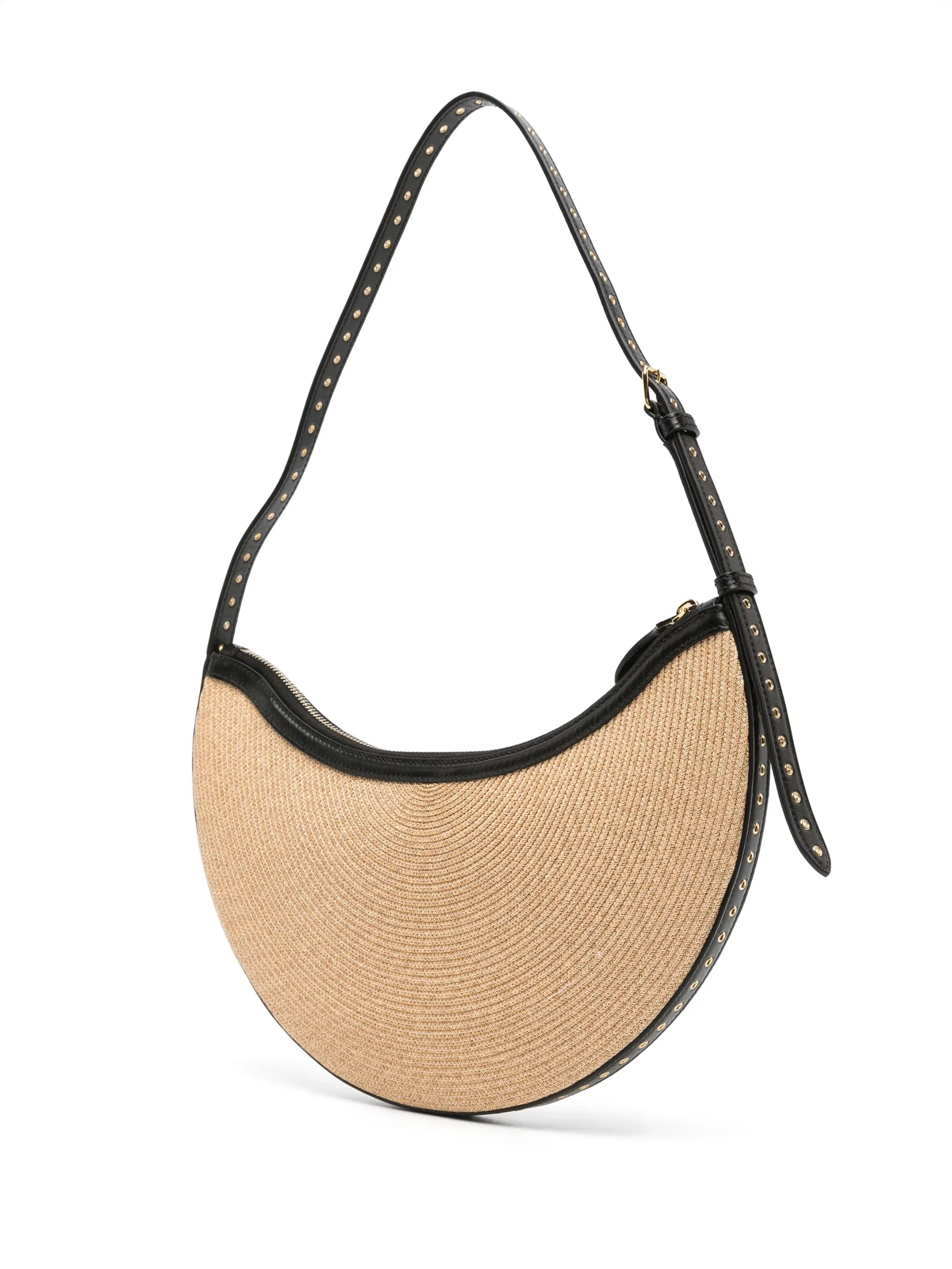 One Piece Demi-Lune raffia shoulder bag