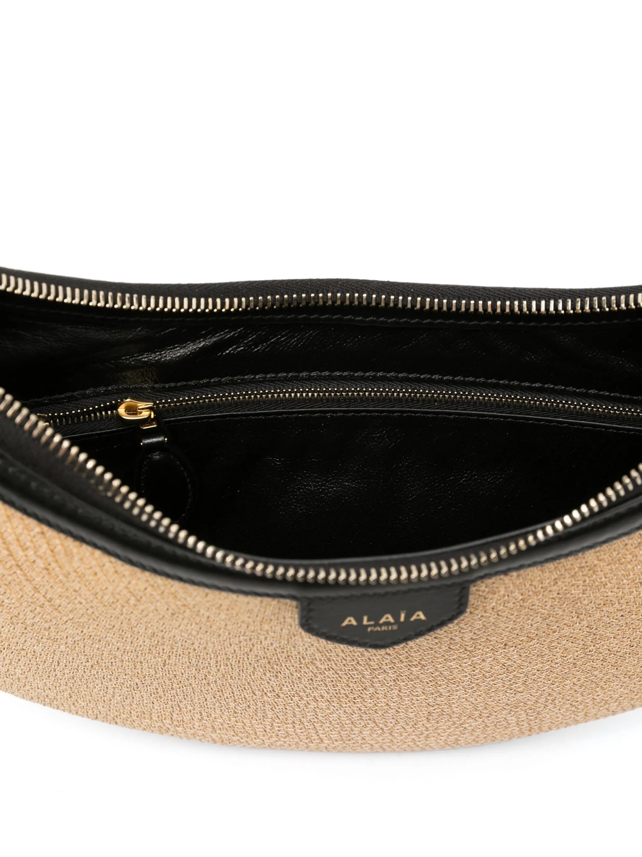 One Piece Demi-Lune raffia shoulder bag