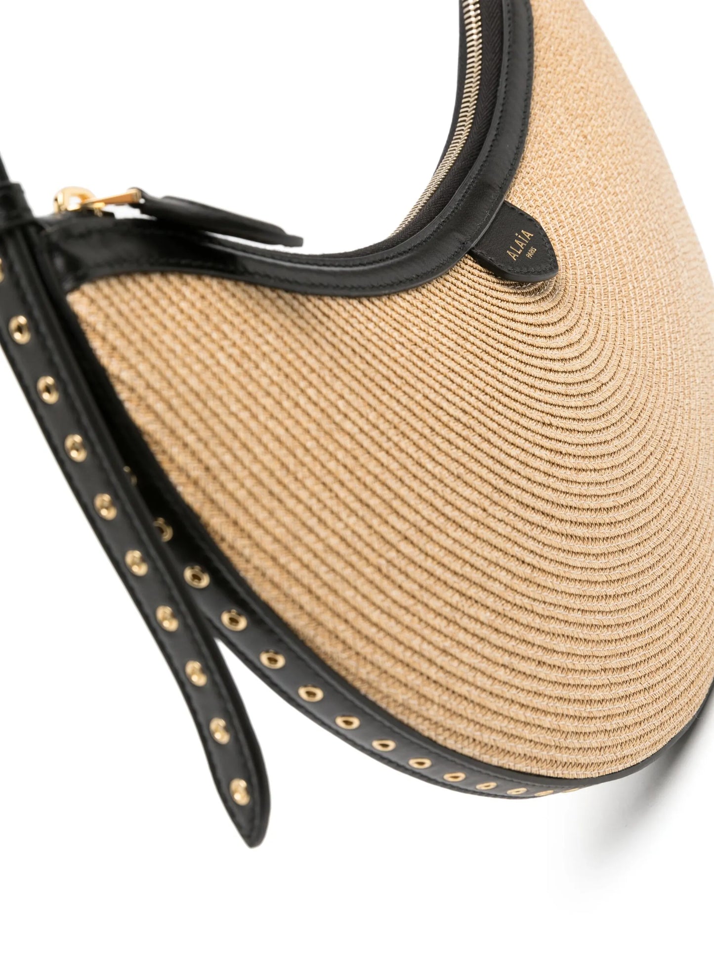 One Piece Demi-Lune raffia shoulder bag