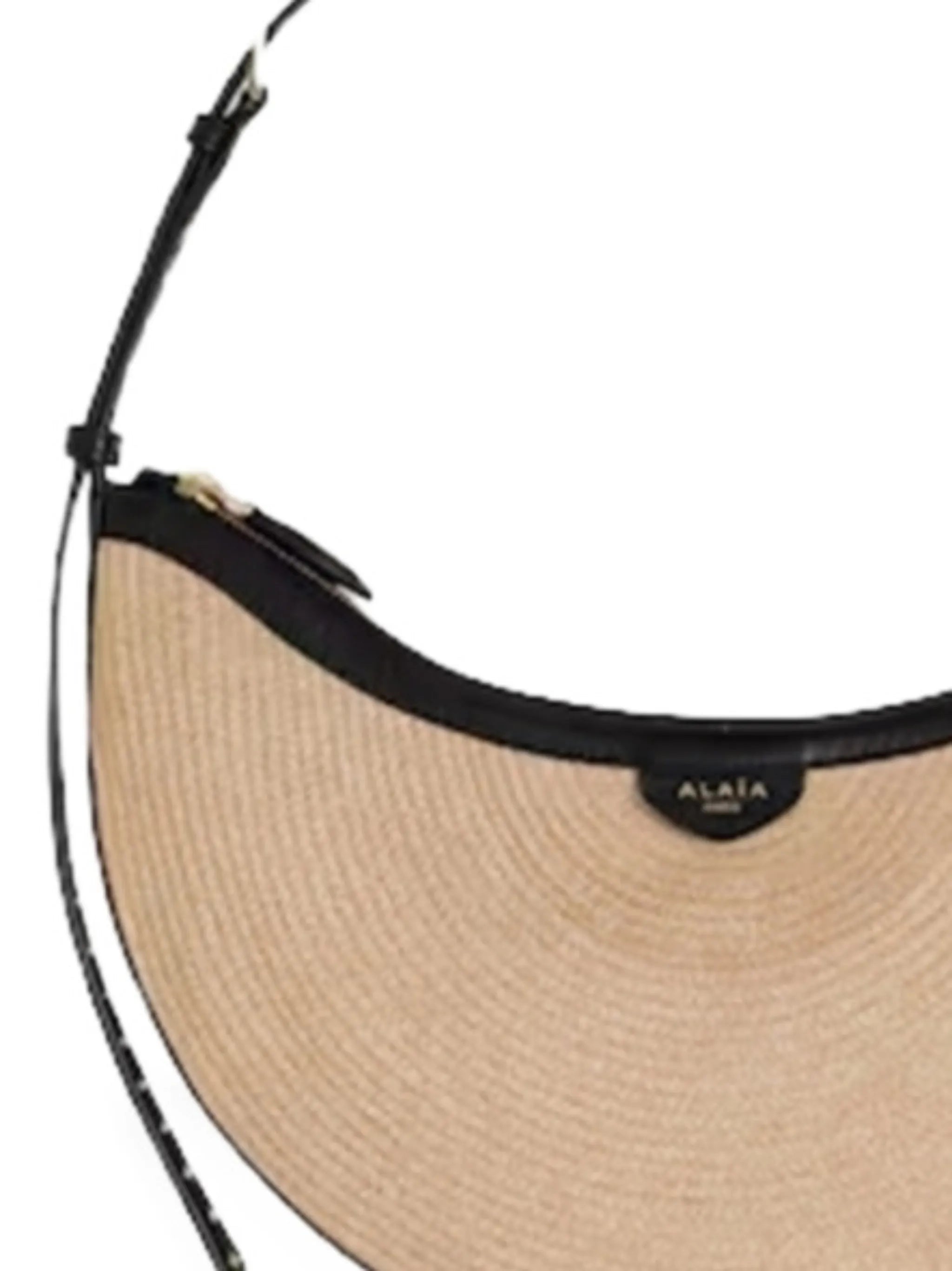 One Piece Demi-Lune raffia shoulder bag